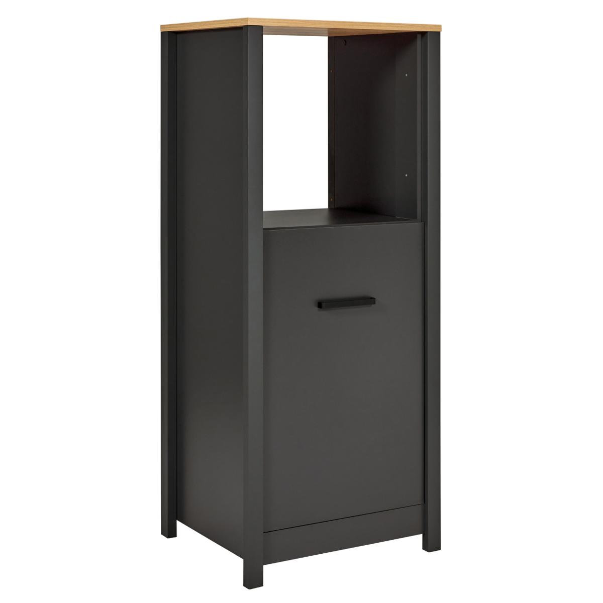 NORDIC LIVING COLLECTION Veneto 1 köksskåp för kylskåp och ugn, med 1 dörr, 2 hyllor, 1 fack - naturlig Artisan-ekfinish och antracitgrå melamin