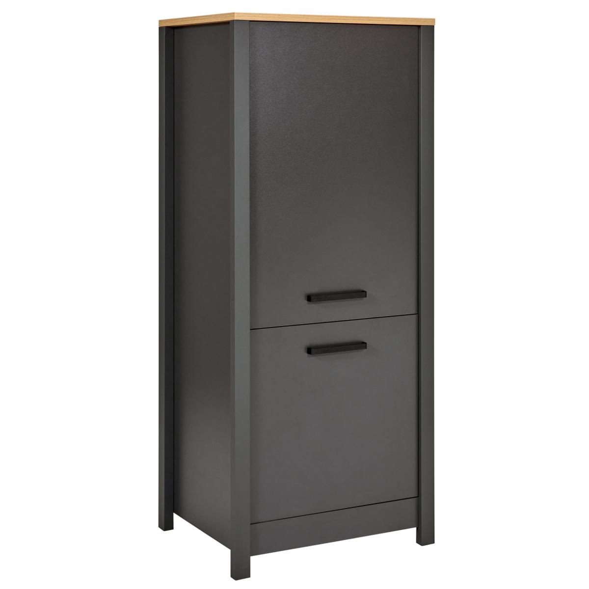 NORDIC LIVING COLLECTION Veneto 2 köksskåp för kyl/frys-kombination, med 2 dörrar, 4 hyllor - naturlig Artisan-ekfinish och antracitgrå melamin