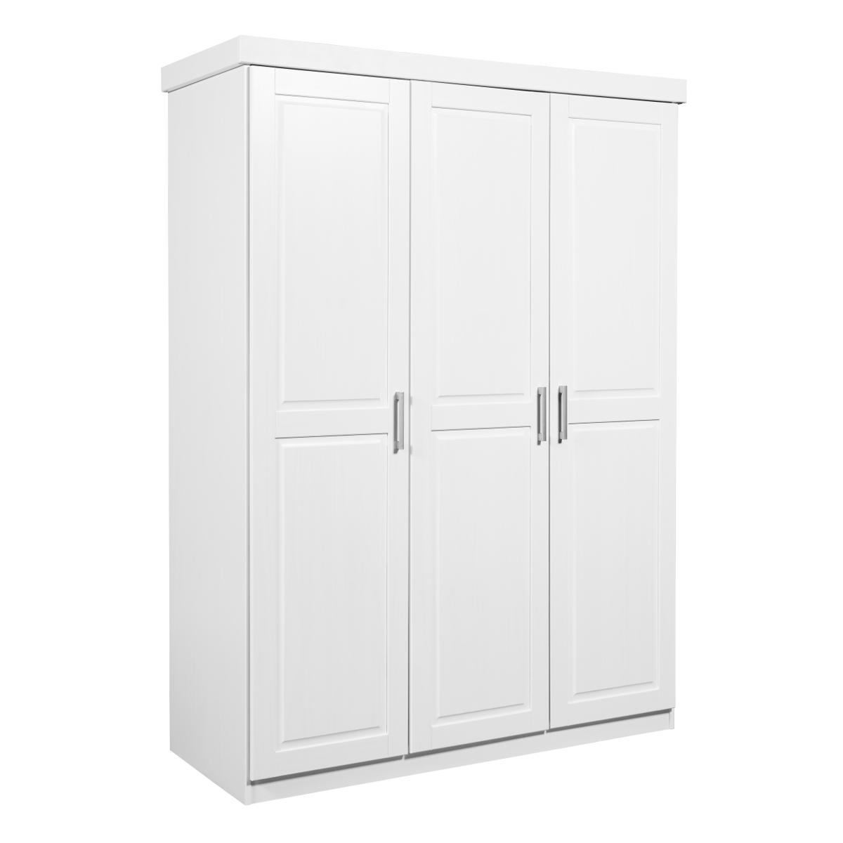 NORDIC LIVING KOLLEKTION Magnus garderob, med 3 dörrar, 4 hyllor, 1 klädstång - vit furu