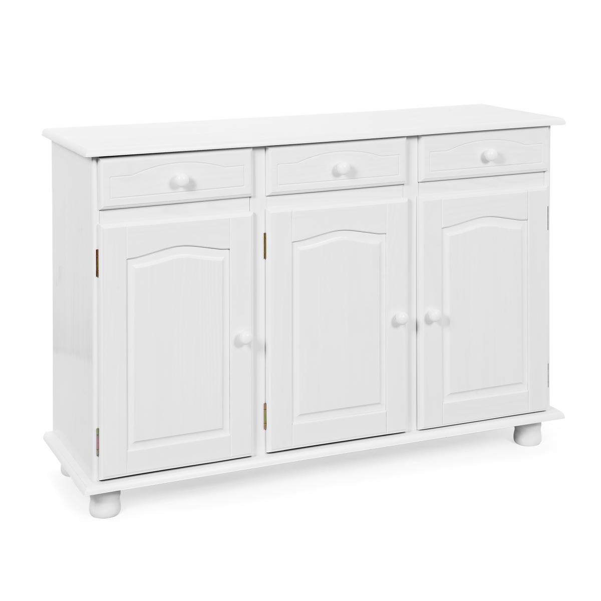 NORDIC LIVING COLLECTION Livio skänk, med 3 dörrar, 3 lådor, 1 hyllplan - vit furu