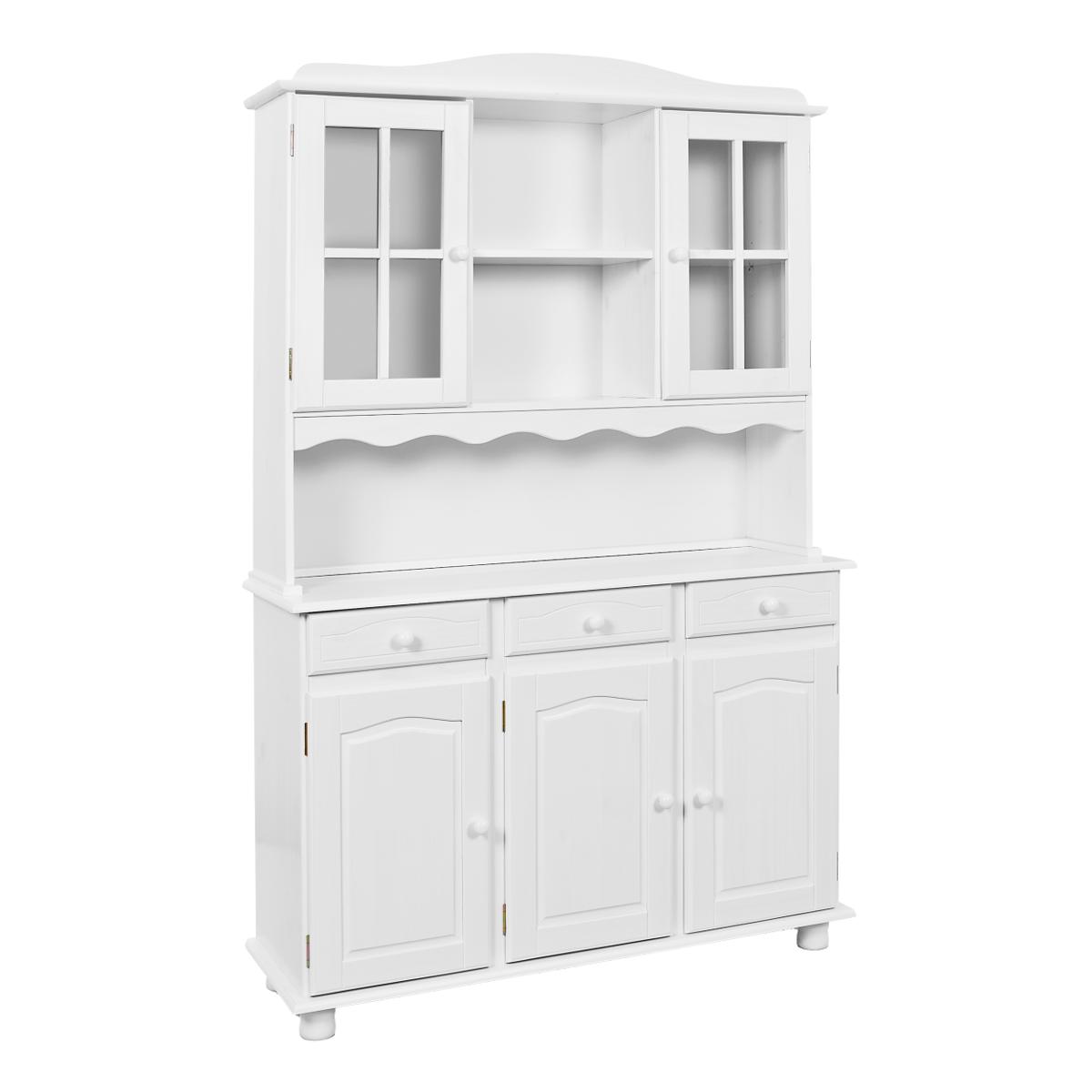 NORDIC LIVING COLLECTION Siena vitrinskåp, med 5 dörrar, 3 lådor, 4 hyllor - glas och vit furu