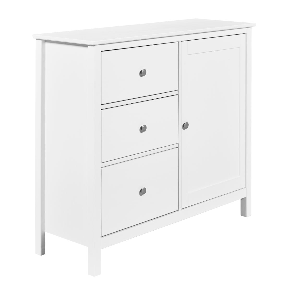 NORDIC LIVING COLLECTION Chilly Home byrå, med 1 dörr, 3 lådor och 1 hyllplan - vit furu