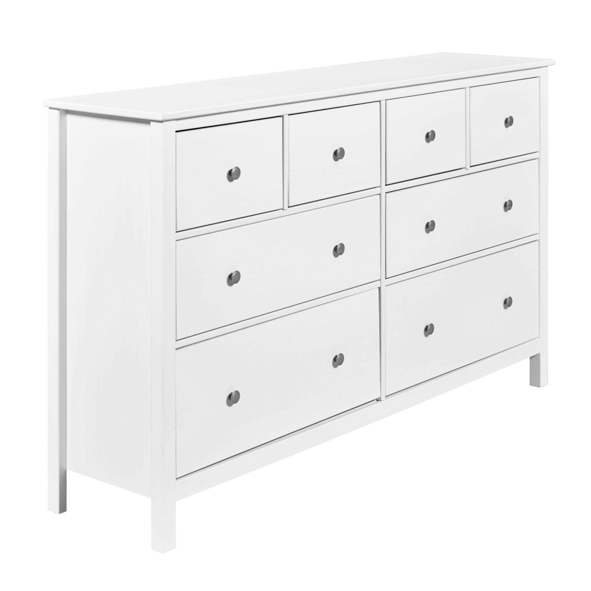 NORDIC LIVING KOLLEKTION Chilly Home byrå, med 8 lådor - vit furu