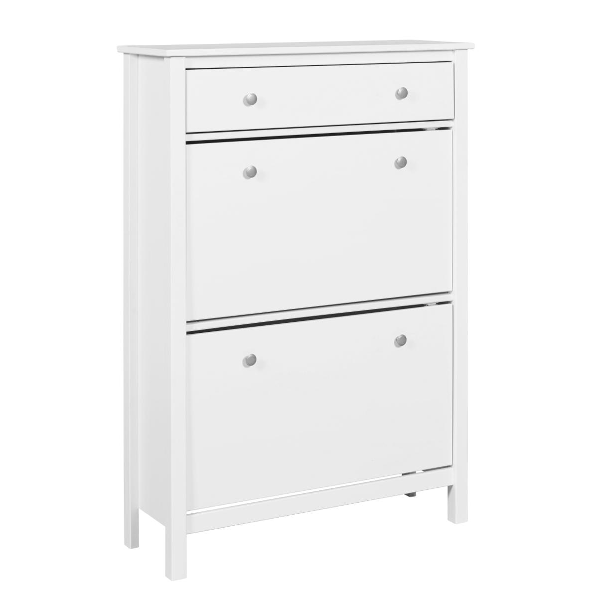 NORDIC LIVING KOLLEKTION Chilly Home skoskåp, för 12 par skor, med 3 lådor - vit furu