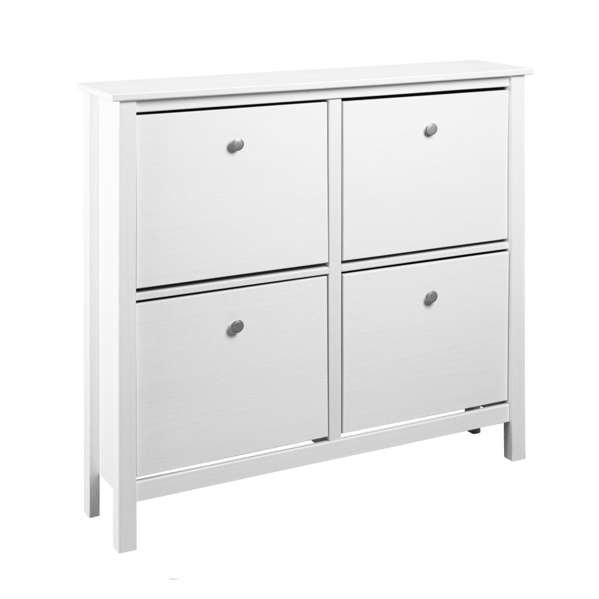 NORDIC LIVING KOLLEKTION Chilly Home skoskåp, för 8 par skor, med 4 lådor - vit furu