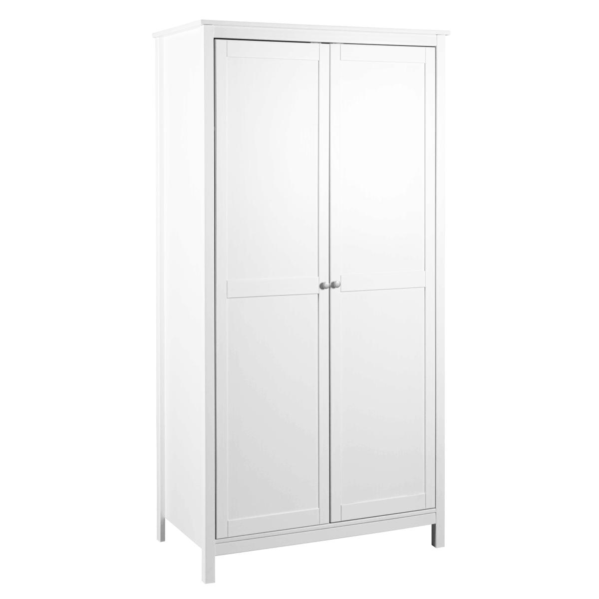 NORDIC LIVING KOLLEKTION Chilly Home garderob, med 2 dörrar, 1 klädstång och 1 hyllplan - vit furu