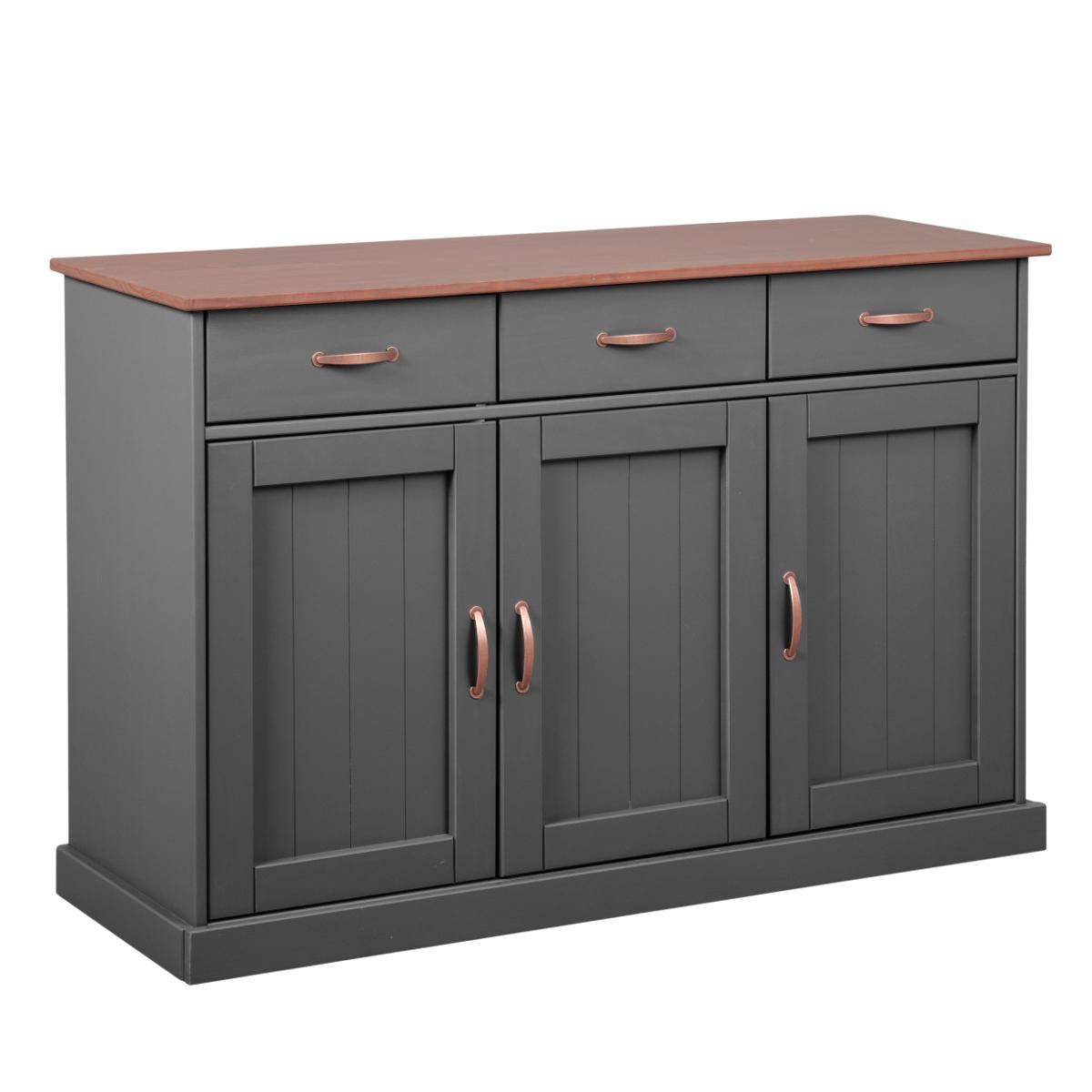 NORDIC LIVING COLLECTION Luzerna 4.1 skänk, med 3 dörrar, 2 hyllor och 3 lådor - grå och sepiabrun furu