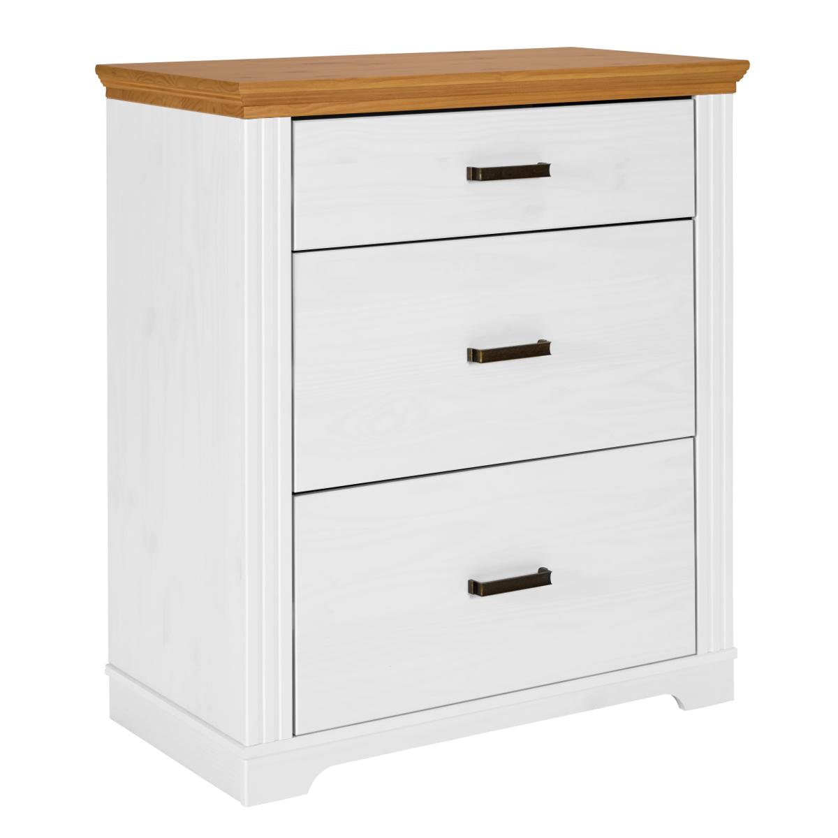 NORDIC LIVING COLLECTION Maluno byrå, med 3 lådor - naturfärgad och vit furu