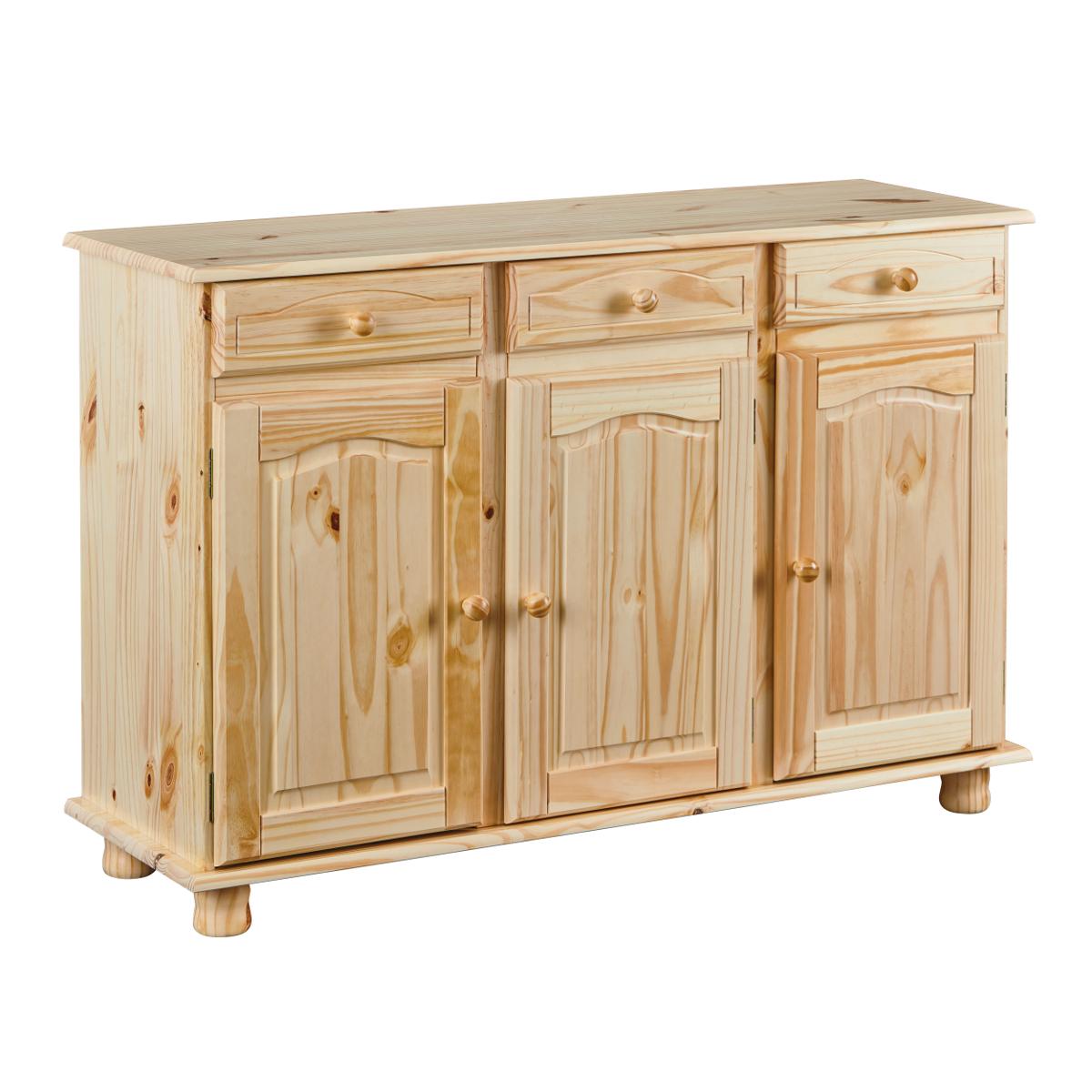 NORDIC LIVING COLLECTION Pamina skänk, med 3 dörrar, 1 hyllplan, 3 lådor - naturlig furu