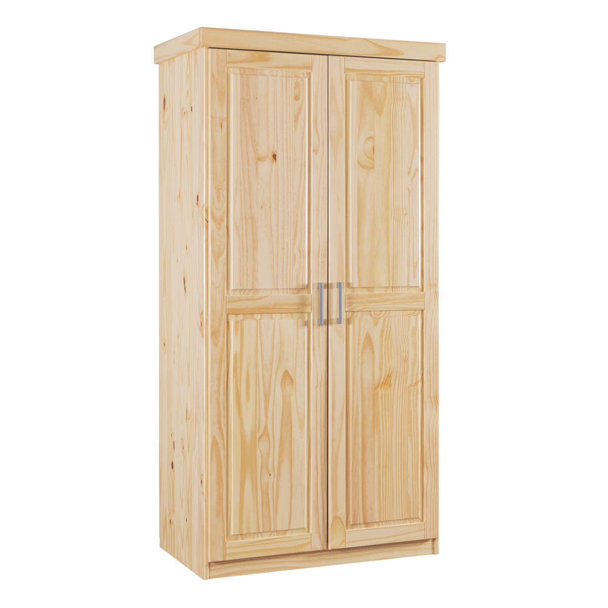 NORDIC LIVING KOLLEKTION Leon garderob, med 2 dörrar, 1 klädstång, 1 hyllplan - naturlig furu
