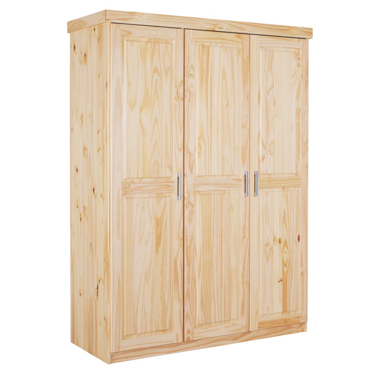 NORDIC LIVING COLLECTION Pelle garderob, med 3 dörrar, 1 klädstång, 4 hyllor - naturlig furu