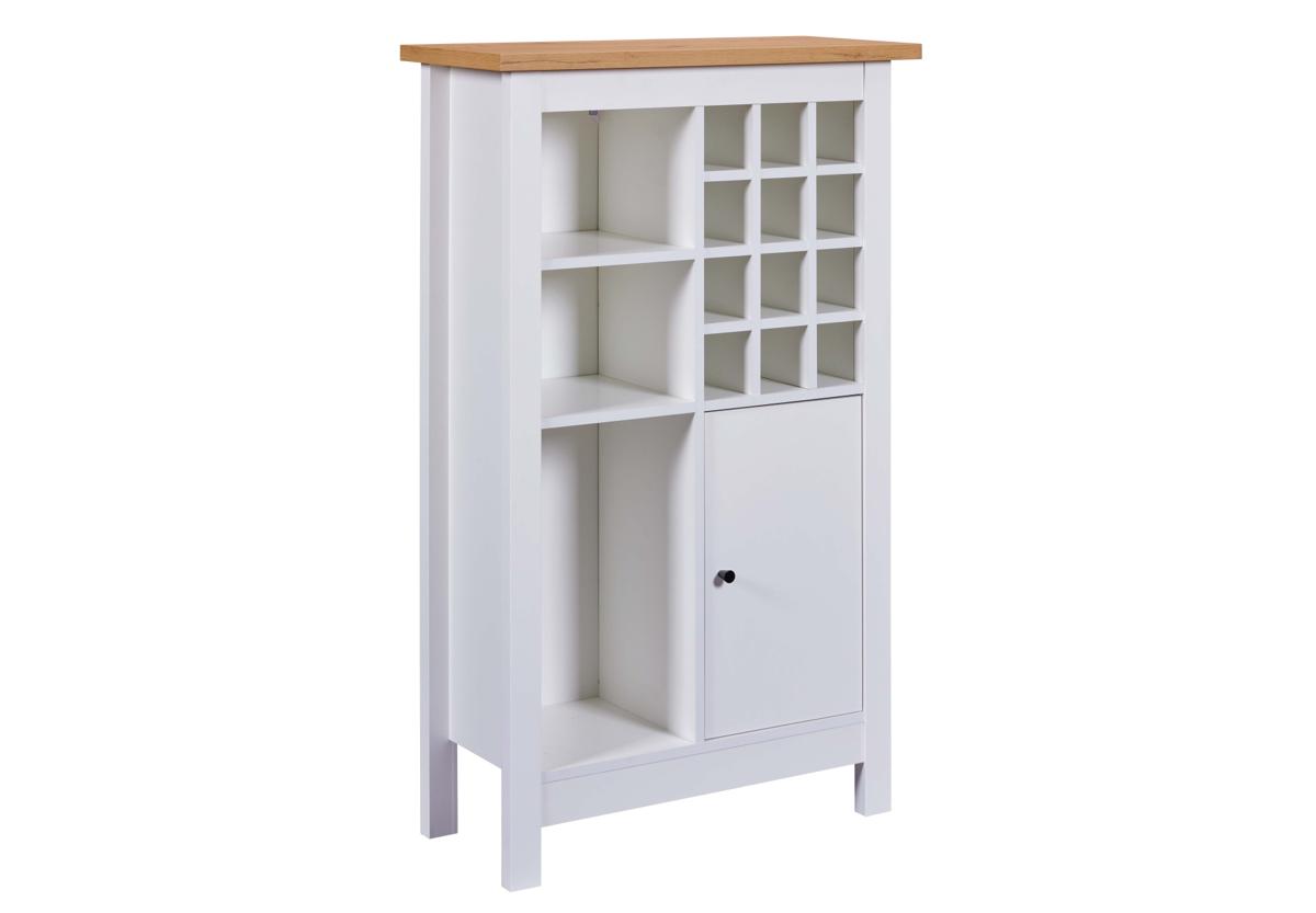 NORDIC LIVING KOLLEKTION Julina vinskåp, med 1 dörr, 3 hyllor, 3 stora fack och 12 små fack - naturvit MDF