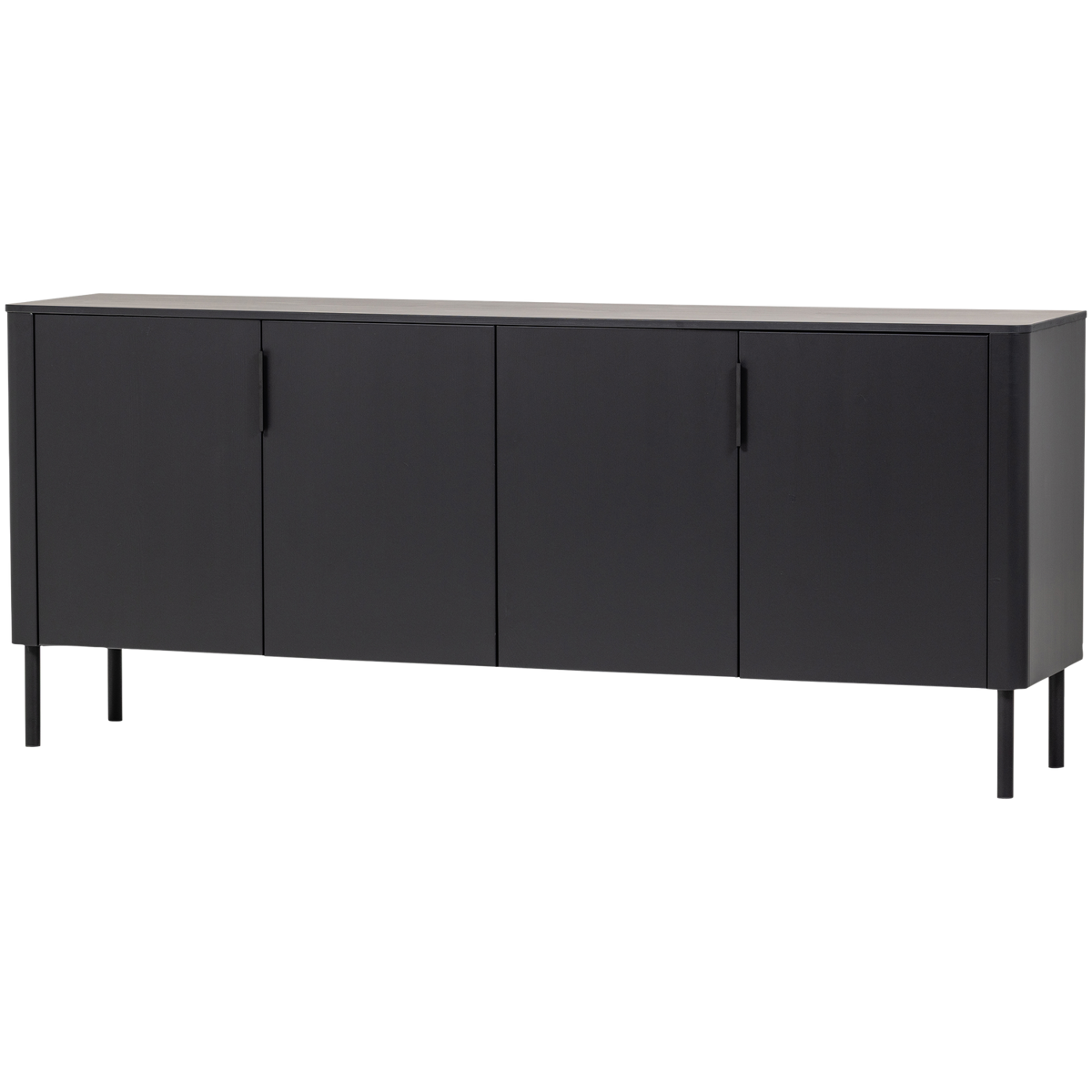 WOOOD Gunnar skänk, med 4 dörrar och 1 hyllplan - mattsvart furu (200cm)