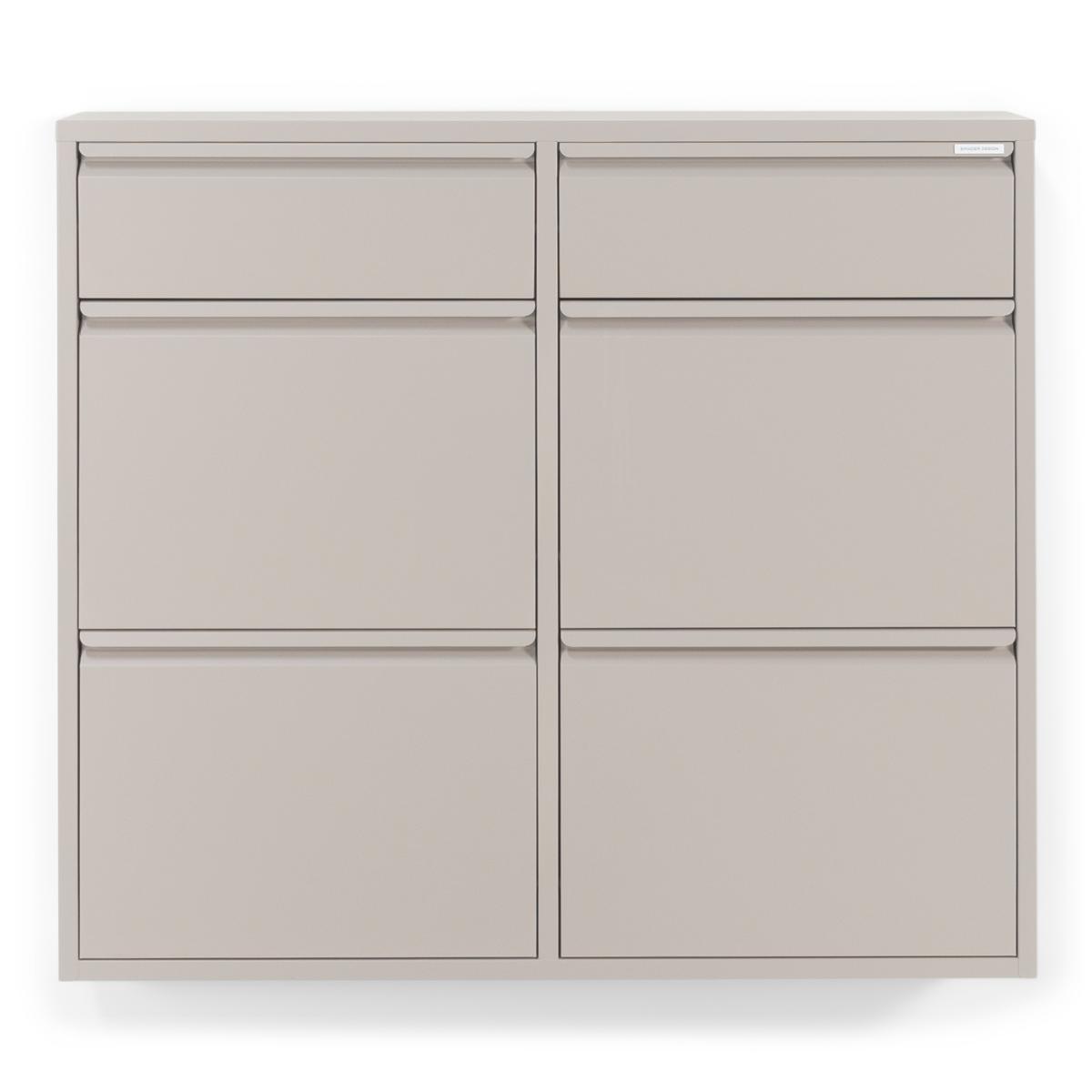 SPINDER DESIGN BILLY 6 skoskåp, w. 6 dörrar - silkeslent taupe stål