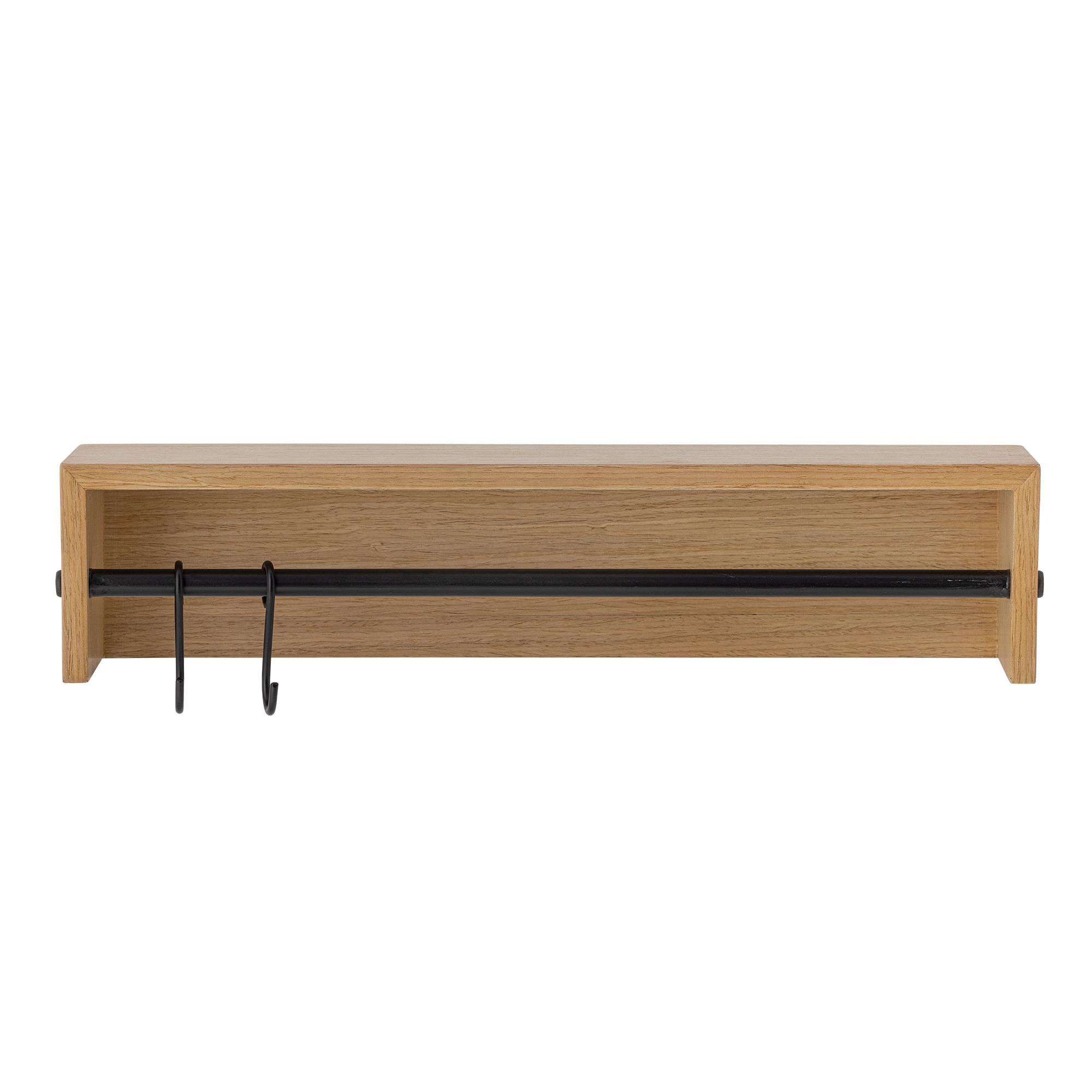 BLOOMINGVILLE Ryder vägghylla, w. 1 stång och 2 krokar - naturlig MDF