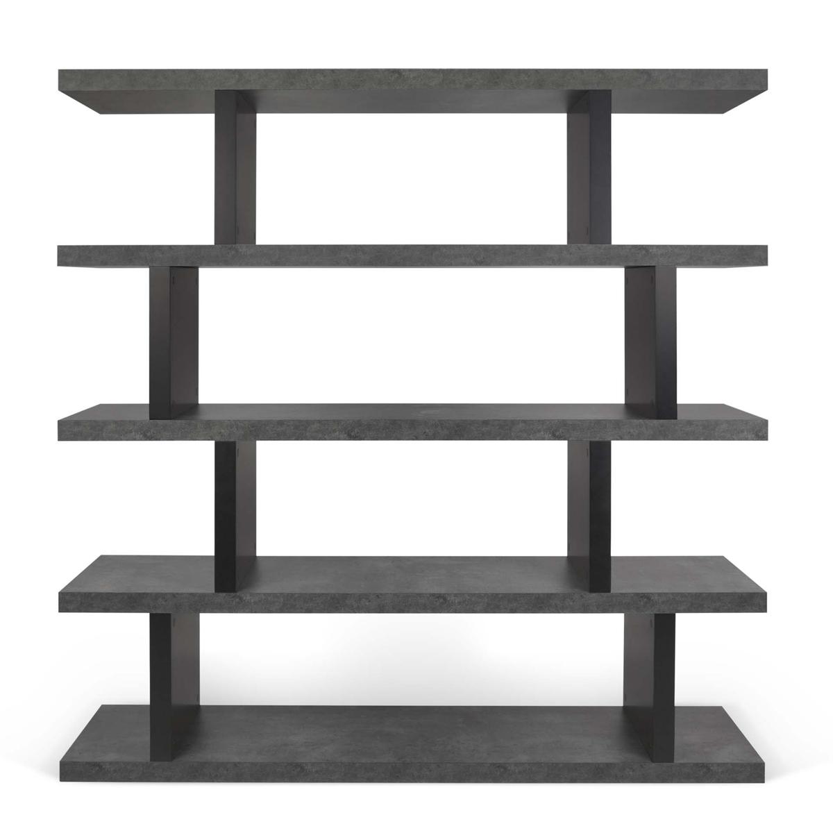 TEMAHOME Step Bokhylla Hög - Betonglook och svart - 163x172 cm