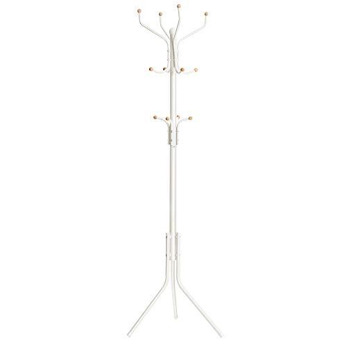 SONGMICS klädhängare, hatthylla, 182 cm hög hall trä, RCR19W , gräddvit/elfenben