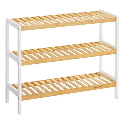SONGMICS 3-lagers skohylla i bambu, 70 x 26 x 55 cm (B x D x H), perfekt för hall, badrum, vardagsrum, sovrum och korridor LBS03H