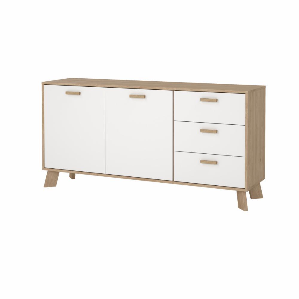 TVILUM Ikast Sideboard 2 dörrar + 3 lådor, Jackson Hickory/Vit, 147,2 x 39,1 x 73 cm