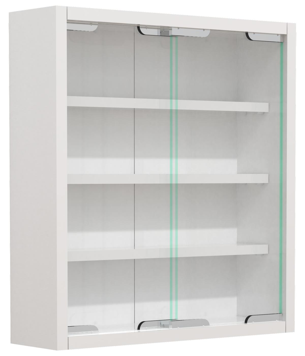 VCM NORDIC Agisa S väggskåp, m. 2 skjutdörrar och 3 hyllor - glas och vitt trä