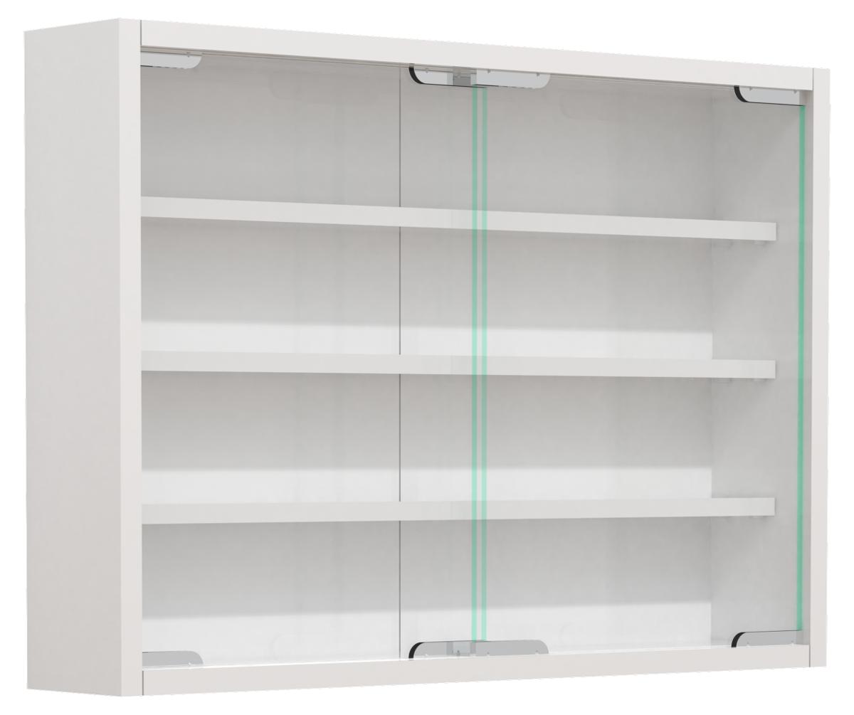 VCM NORDIC Agisa M väggskåp, m. 2 skjutdörrar och 3 hyllor - glas och vitt trä