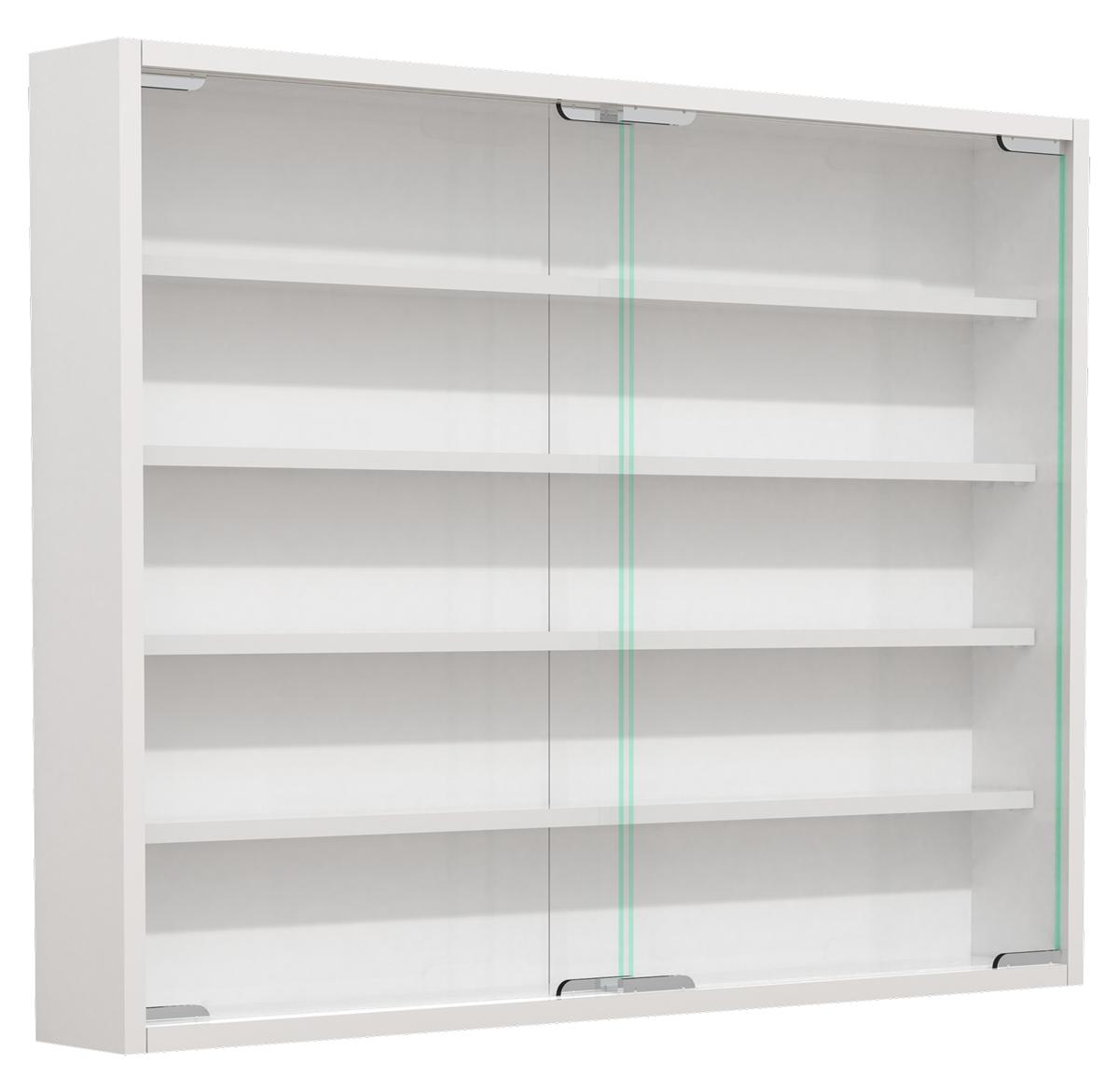 VCM NORDIC Agisa L väggskåp, m. 2 skjutdörrar och 4 hyllor - glas och vitt trä