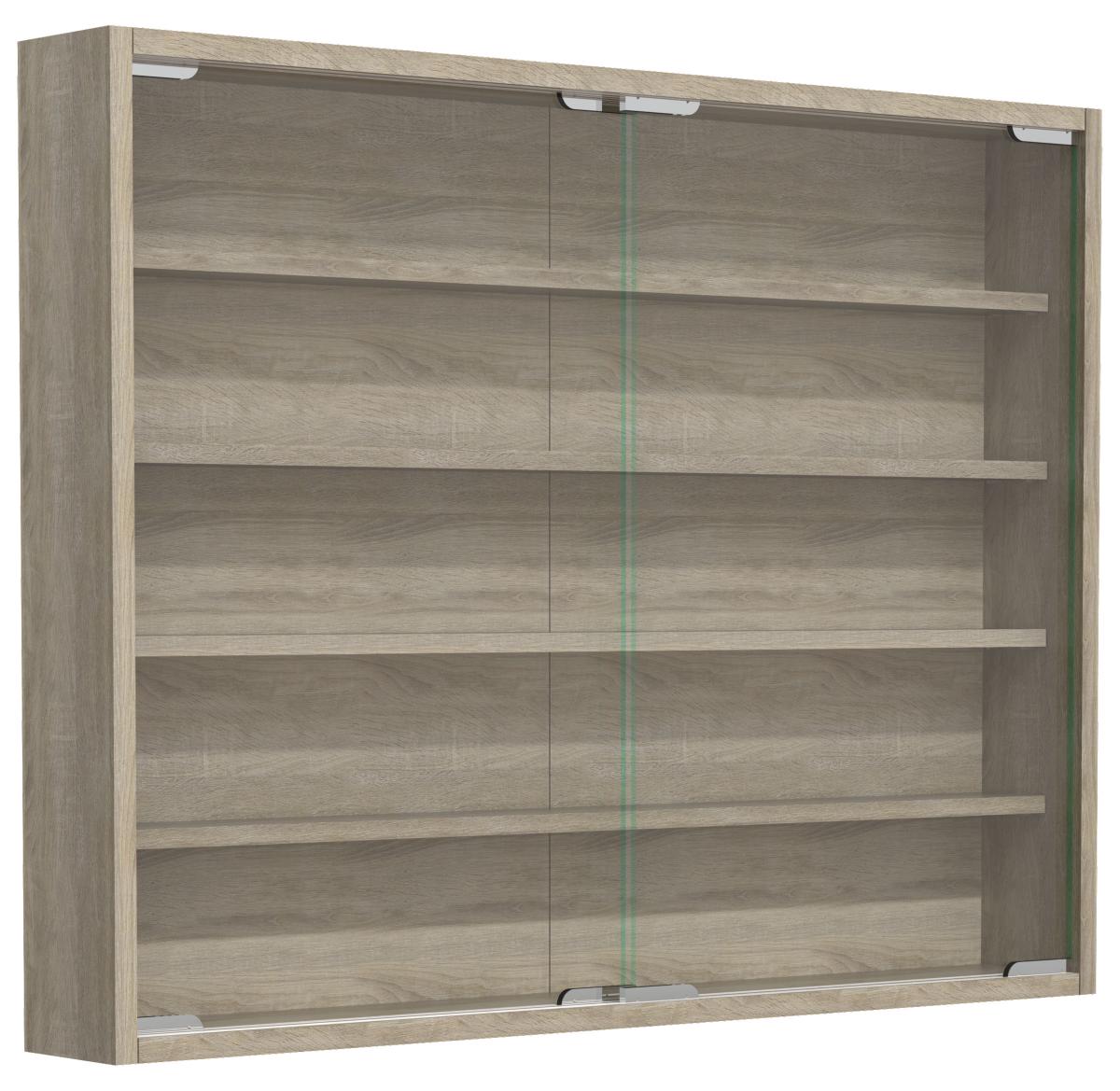 VCM NORDIC Agisa L väggskåp, m. 2 skjutdörrar och 4 hyllor - glas och naturligt trä