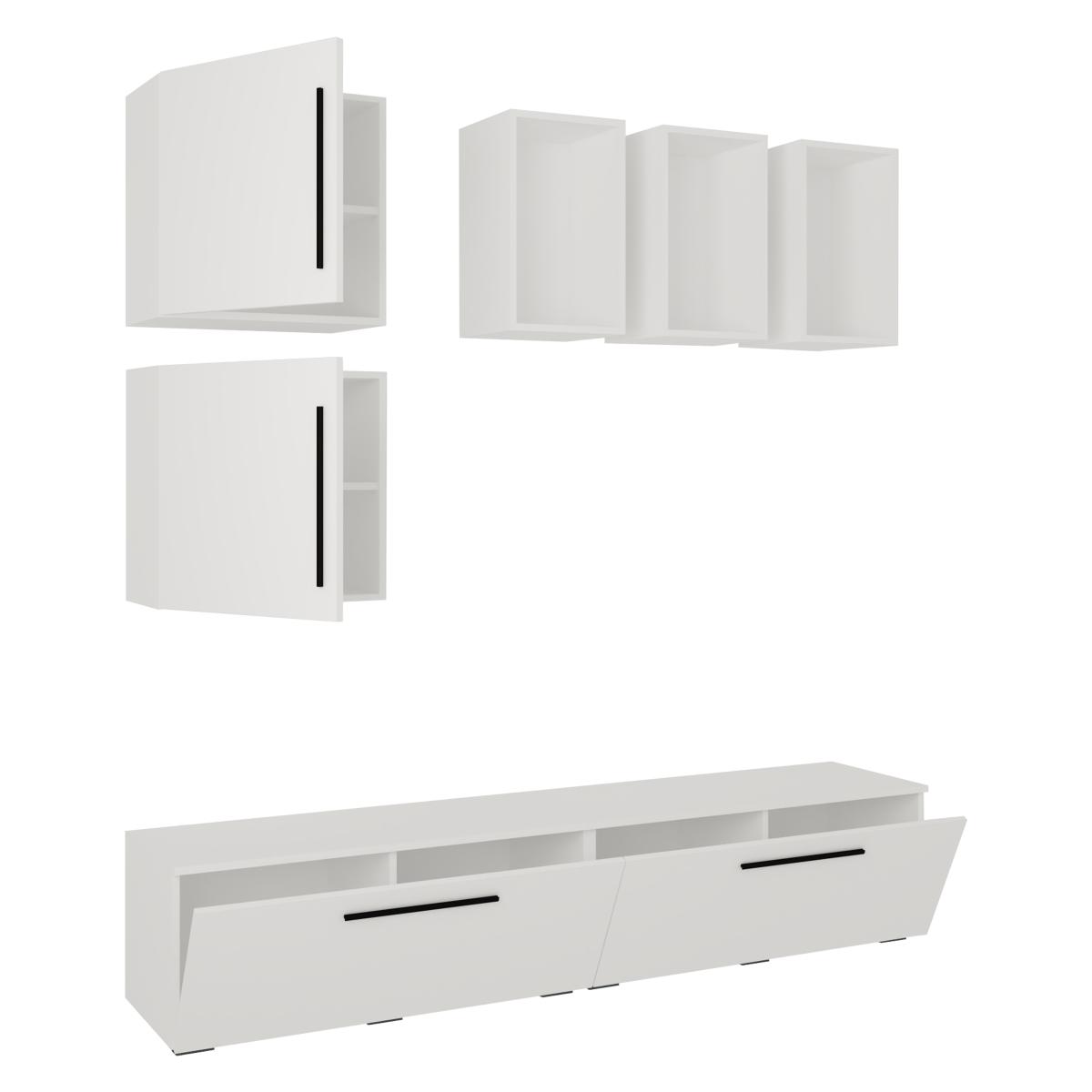VCM NORDIC Arila L 7-st. hyllsystem, m. 4 dörrar, 11 fack, 2 hyllor - vitt trä