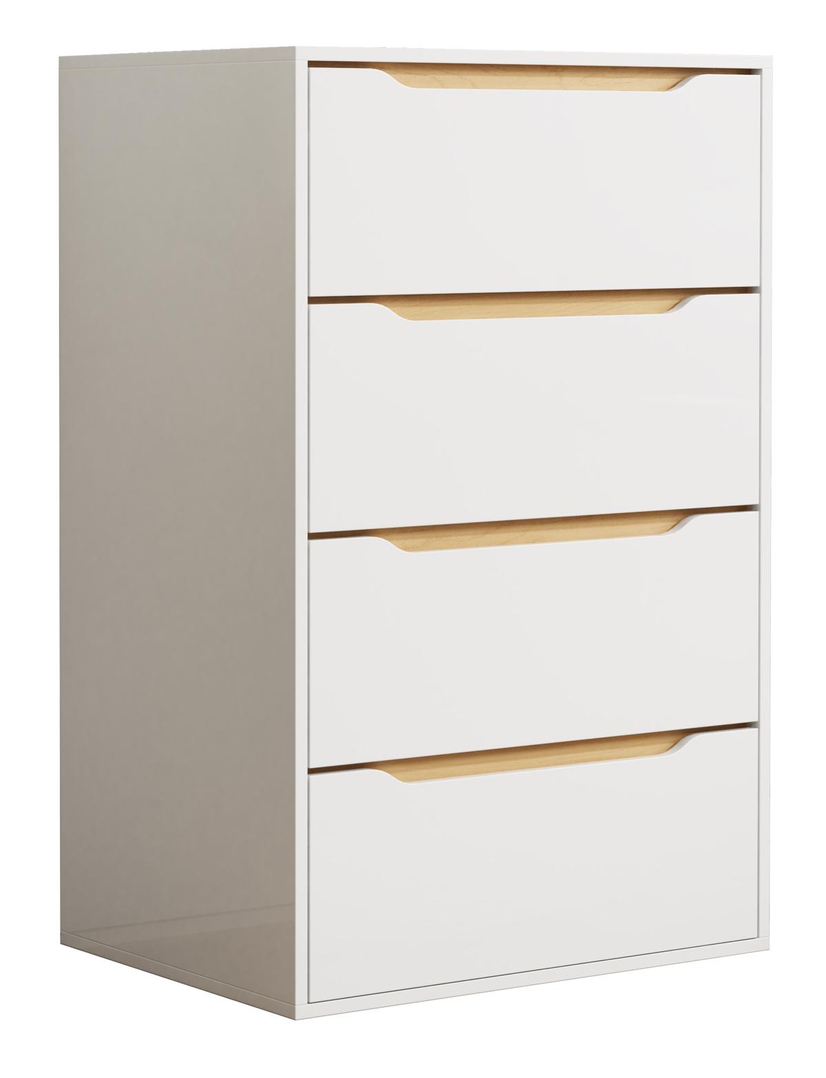 VCM NORDIC Malira XL byrå, w. 4 lådor - vitt/naturligt trä