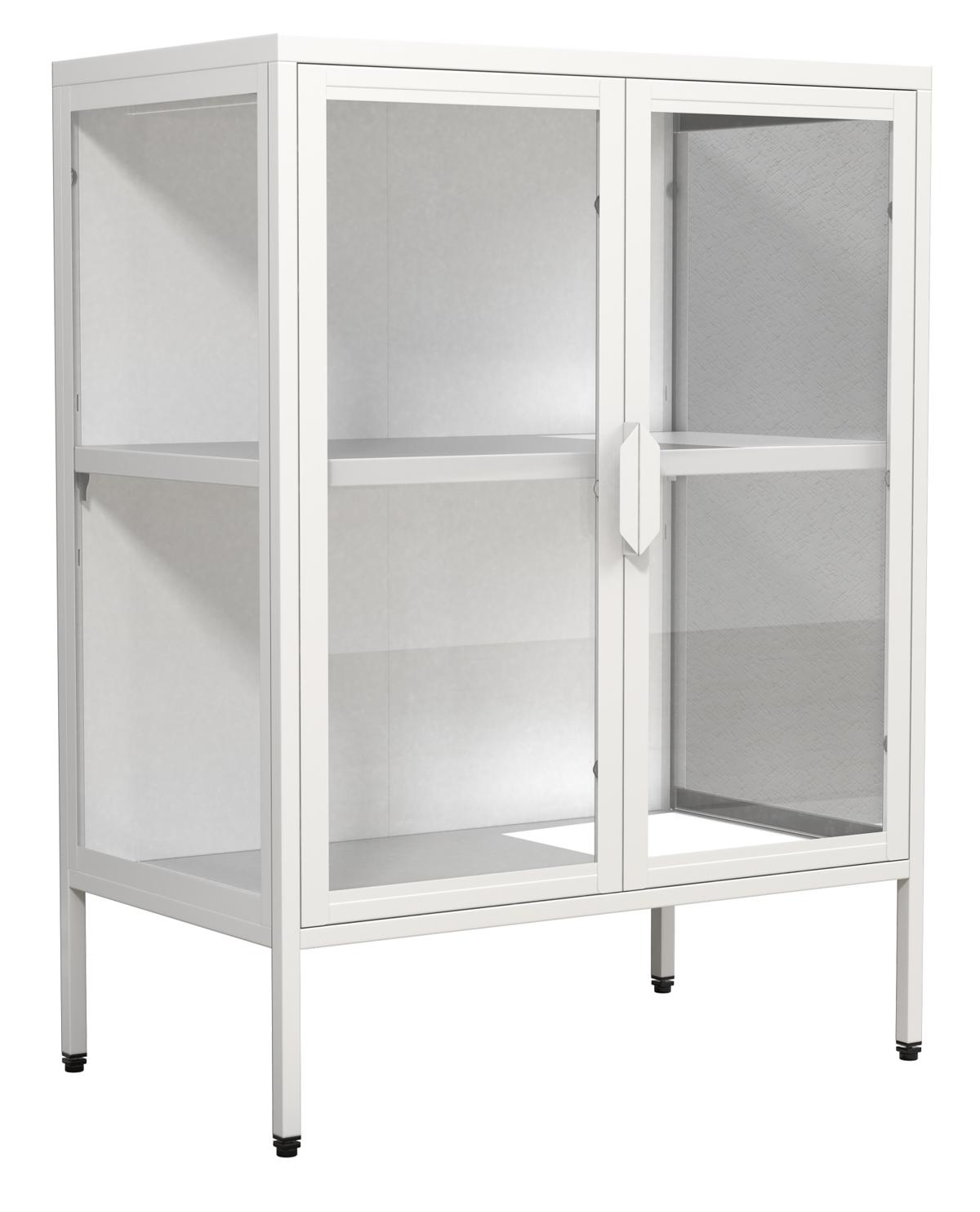 VCM NORDIC Floka S vitrinskåp, med 2 dörrar och 1 hylla - glas och vitt stål