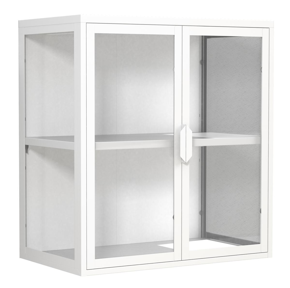 VCM NORDIC Flokas S väggskåp, m. 2 dörrar och 1 hylla - glas och vitt stål