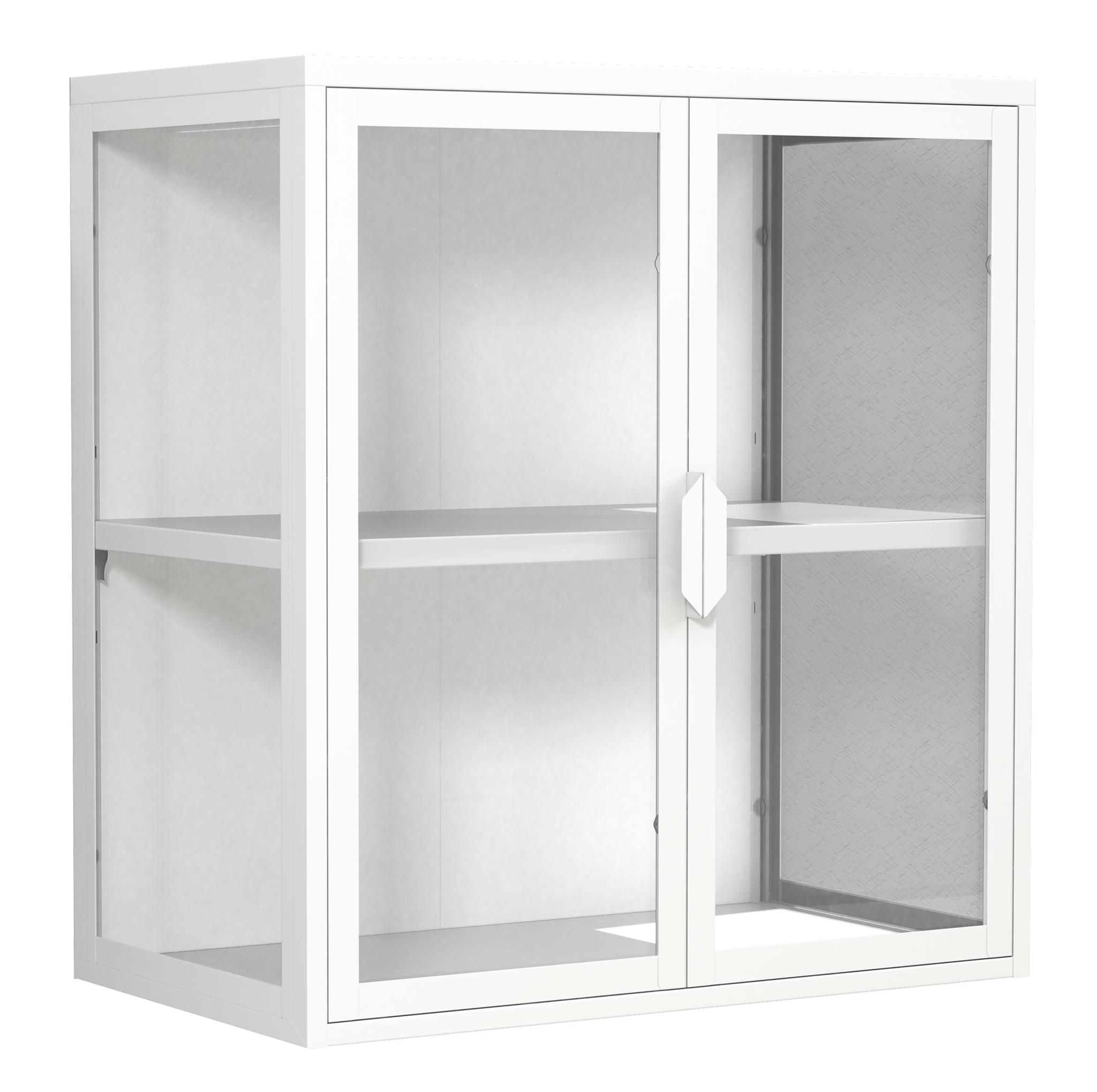 VCM NORDIC Flokas S väggskåp, m. 2 dörrar och 1 hylla - glas och vitt stål