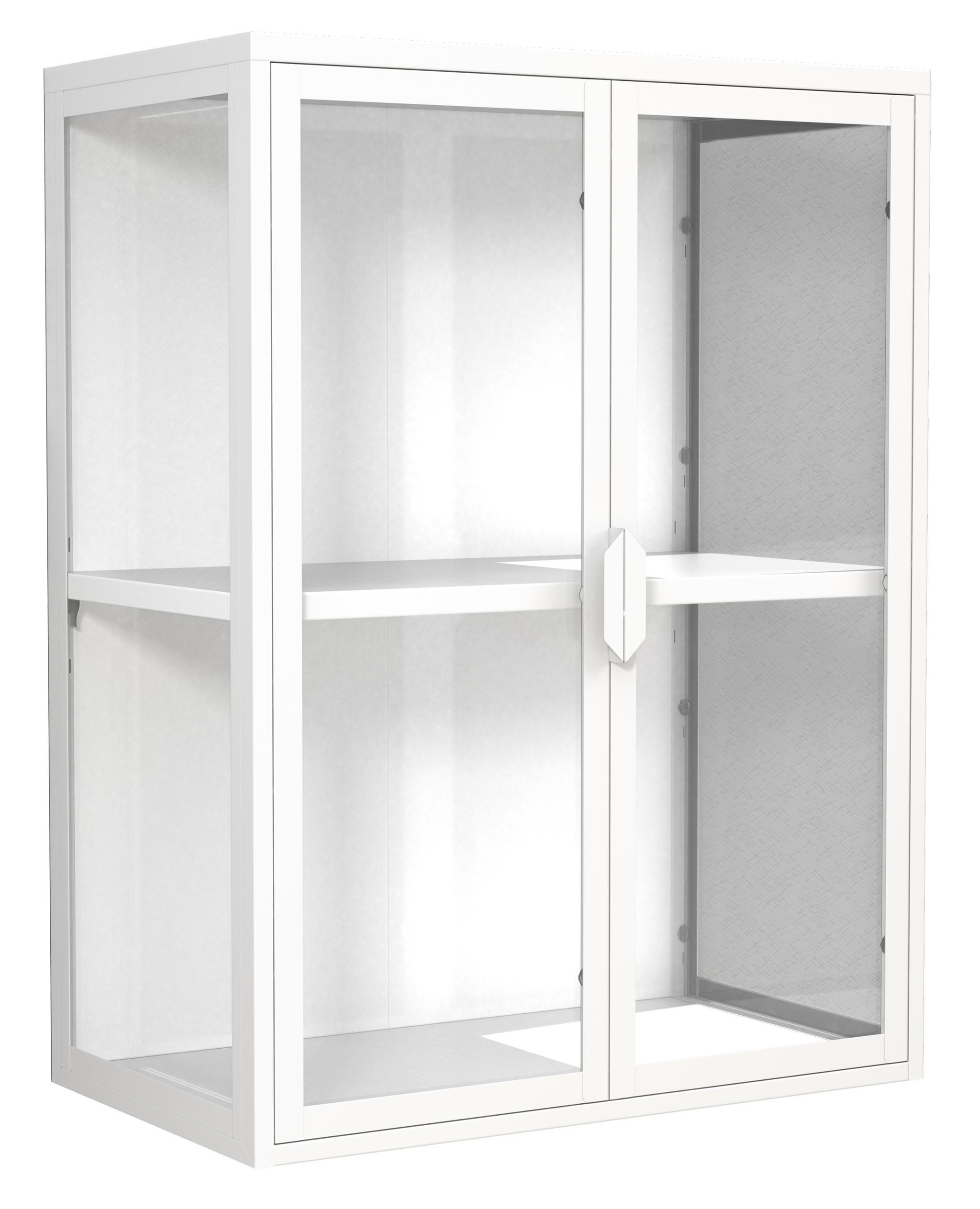 VCM NORDIC Flokas M väggskåp, w. 2 dörrar och 1 hylla - glas och vitt stål