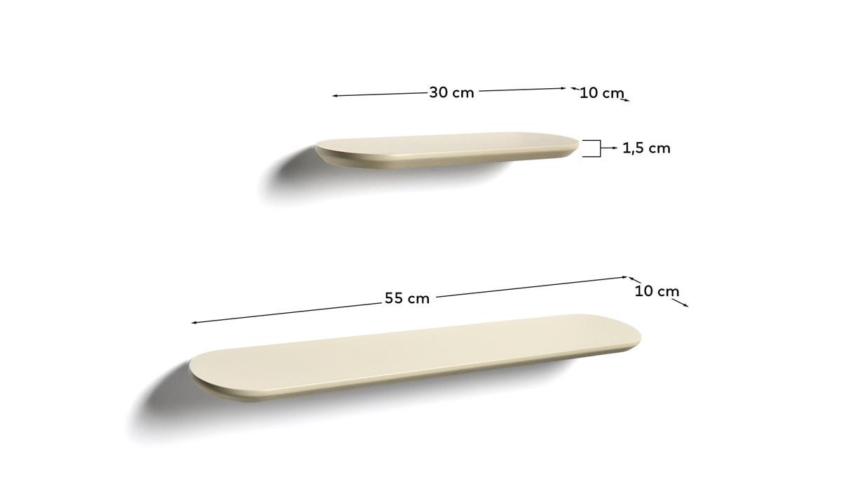 KAVE HOME Arely-hyllor - beige MDF (35cm/55cm) (set om 2)