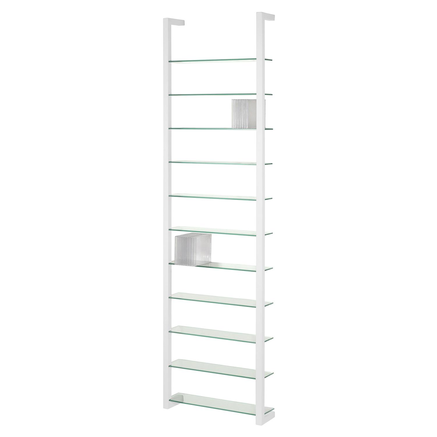 SPINDER DESIGN Rektangulär Cubic Bokhylla, med 11 Hyllplan - Glas och Vitt Stål