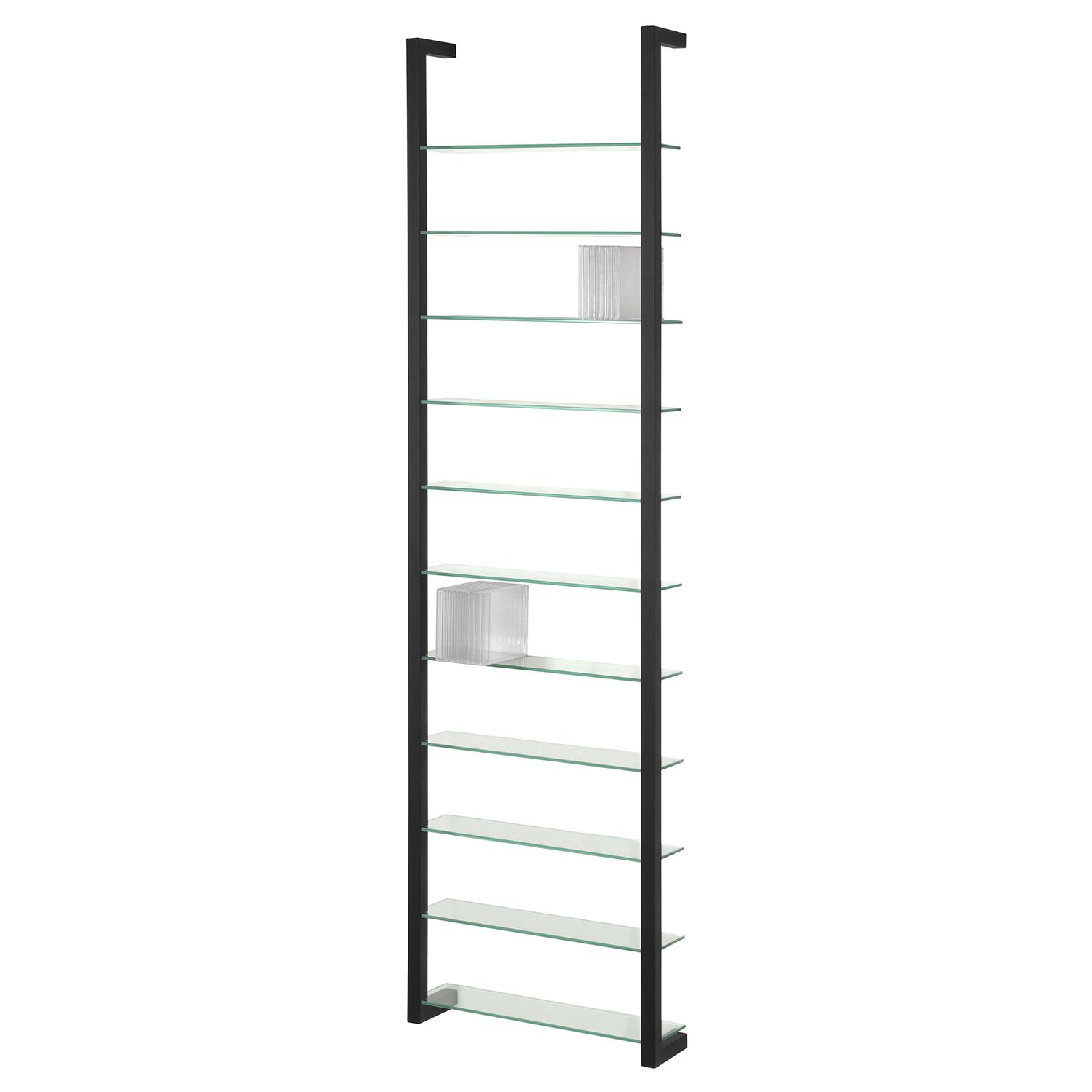 SPINDER DESIGN Rektangulär Cubic Bokhylla, med 11 Hyllplan - Glas och Svart Stål
