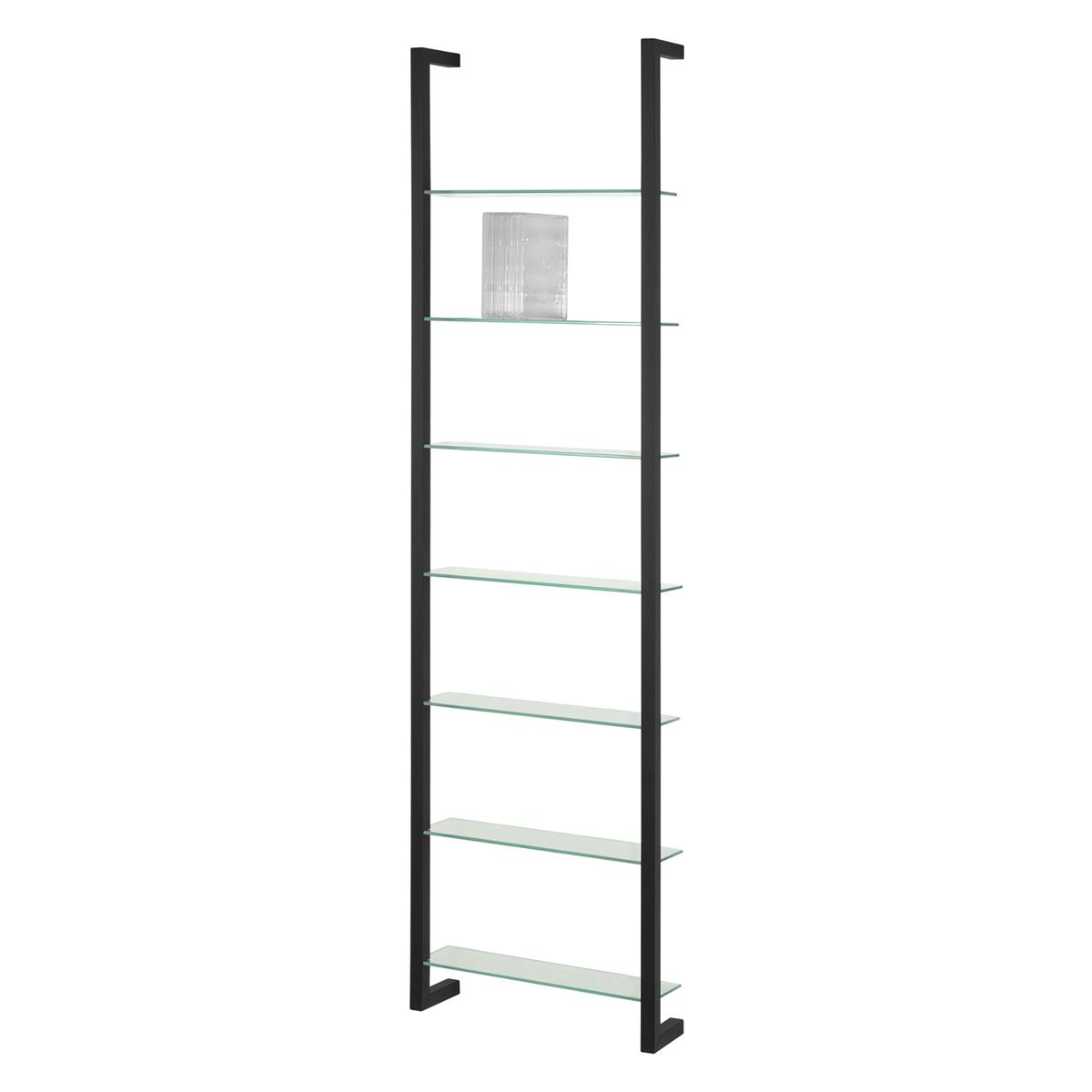 SPINDER DESIGN Rektangulär Cubic Bokhylla, med 7 Hyllplan - Glas och Svart Stål