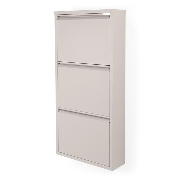 SPINDER DESIGN BILLY 3 skoskåp, w. 3 dörrar - silkeslent taupe stål