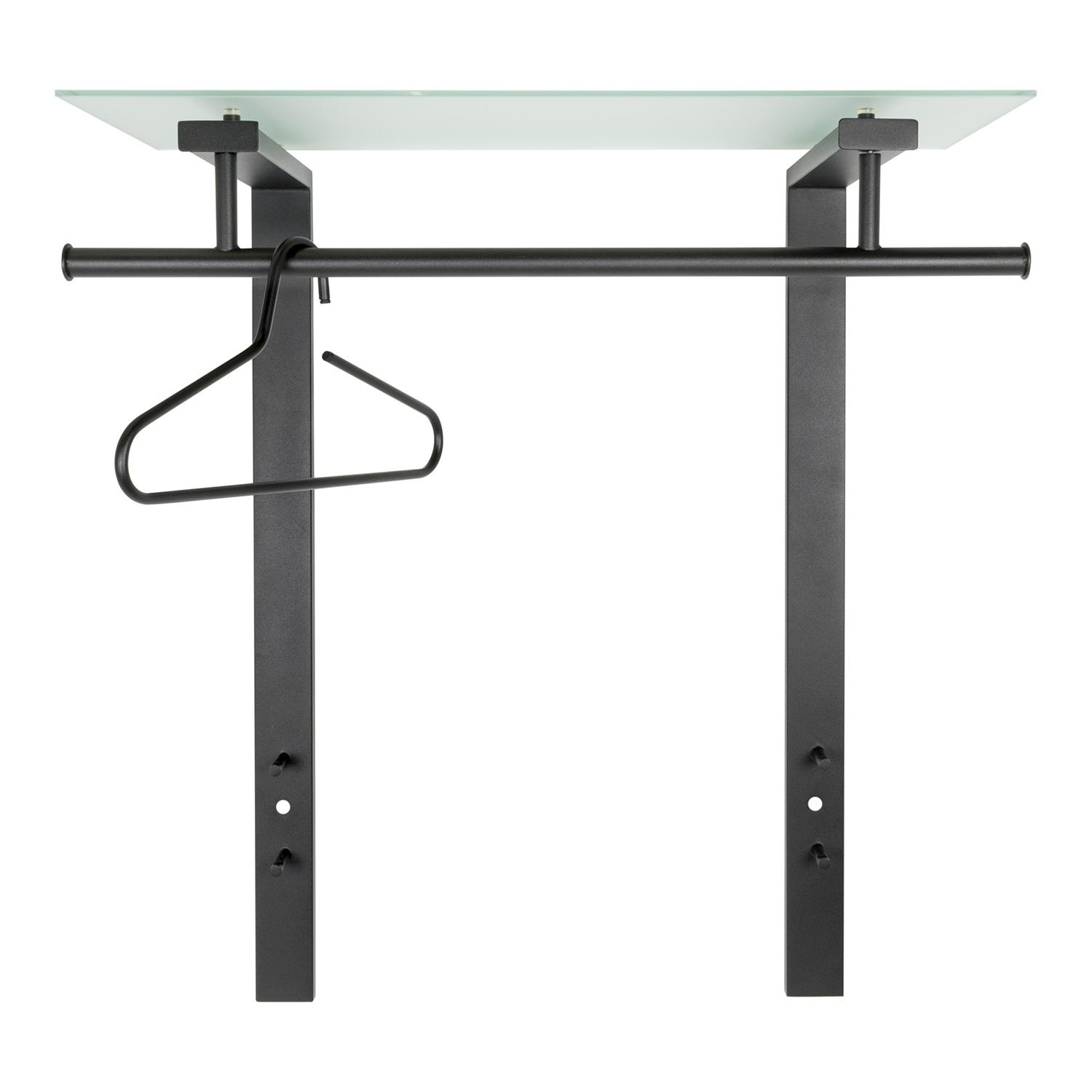 SPINDER DESIGN Rektangulär Dutch Klädhängare, med 1 Hylla - Glas och Svart Stål