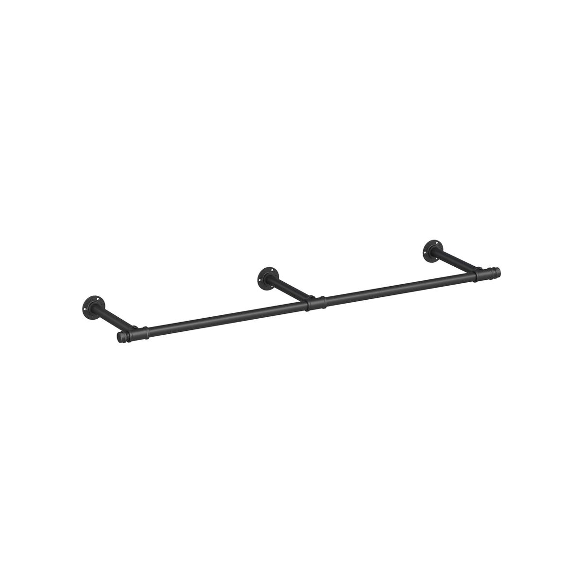 SONGMICS HSR104B01 Väggmonterad klädstång Industriell platsbesparande 30,4 x 170 x 7 cm 68 kg Lastkapacitet Enkel installation för små utrymmen Svart