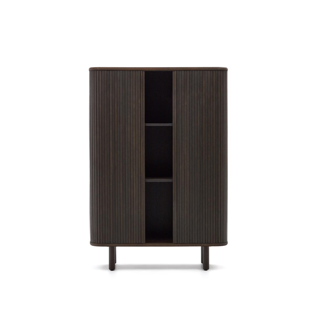 KAVE HOME Mailen 2-dörrars highboard i askfanér med mörk finish 110 x 160 cm