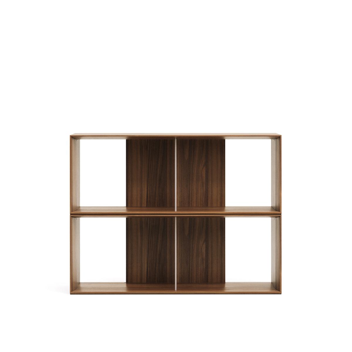 KAVE HOME Litto set med 2 modulhyllor i valnötsfaner, 101 x 76 cm