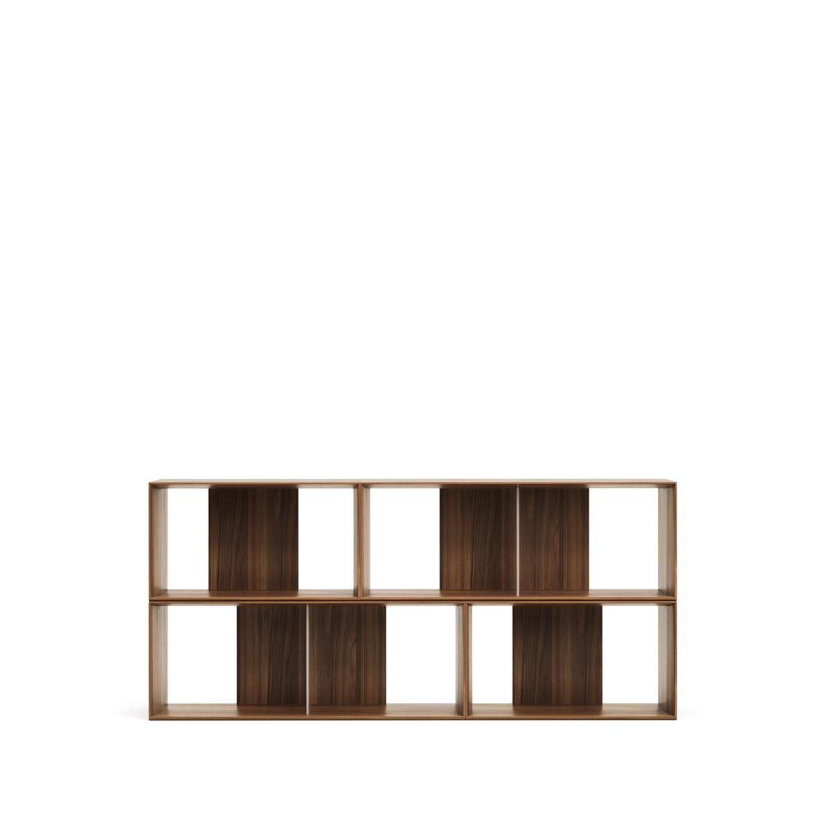 KAVE HOME Litto set med 4 modulhyllor i valnötsfaner, 168 x 76 cm