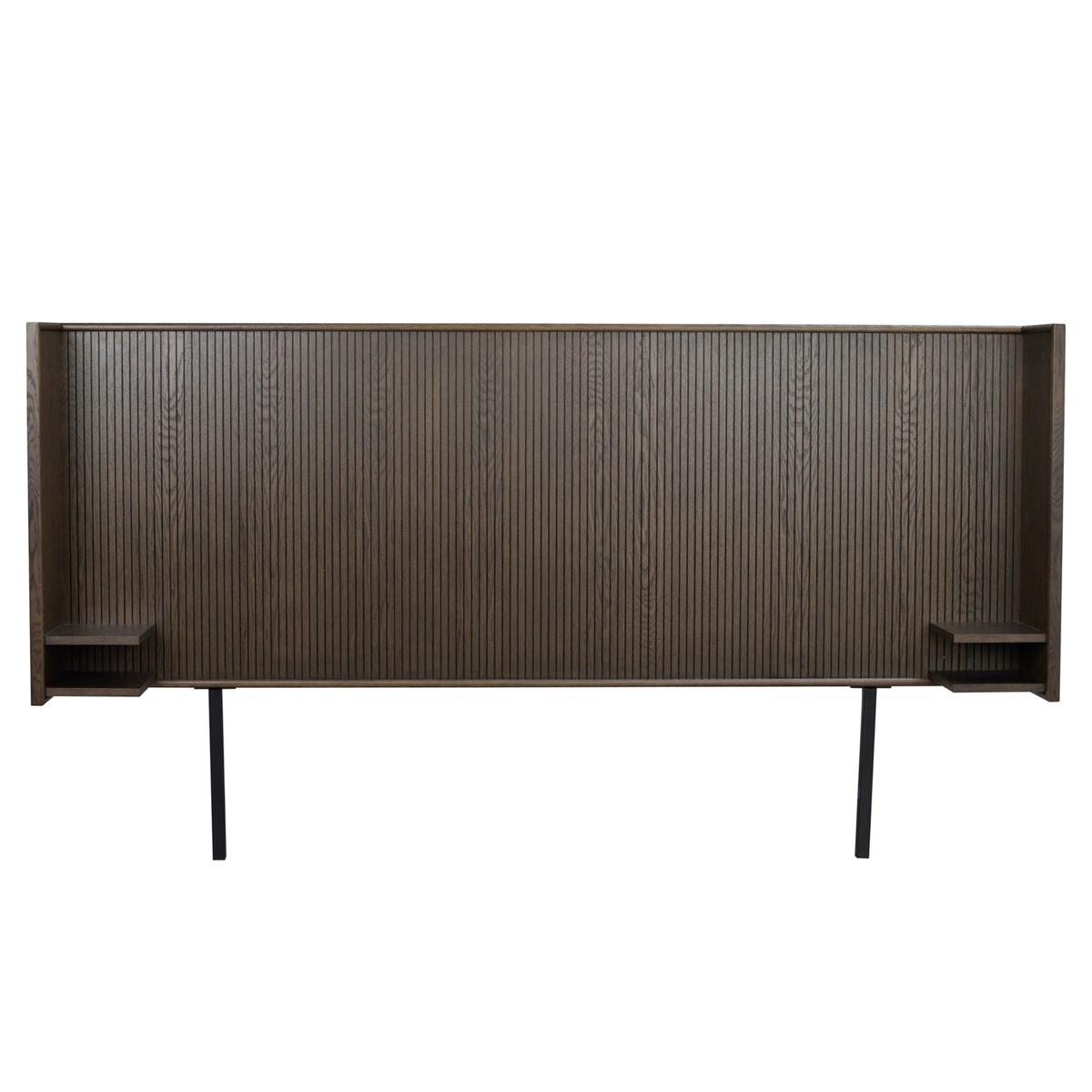 ROWICO Redmond Sänggavel, med 4 Hyllplan - Brun Ekfanér / Ek och Metall (B: 230 cm)