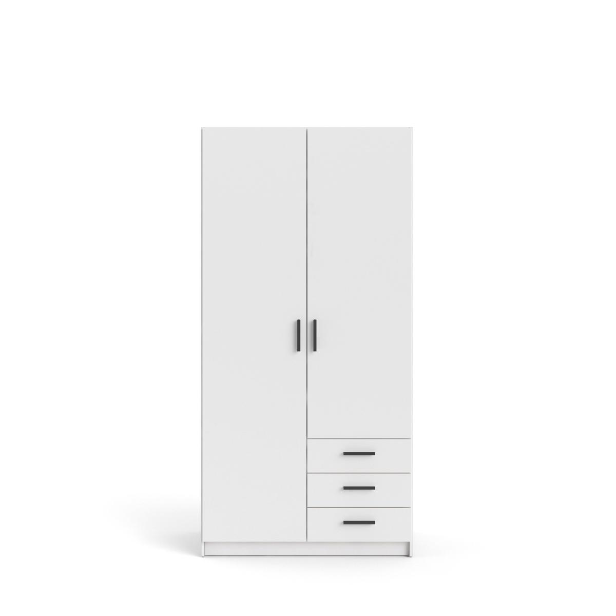 TVILUM Sprint Garderob 2 dörrar + 3 lådor - ParcelWhite White