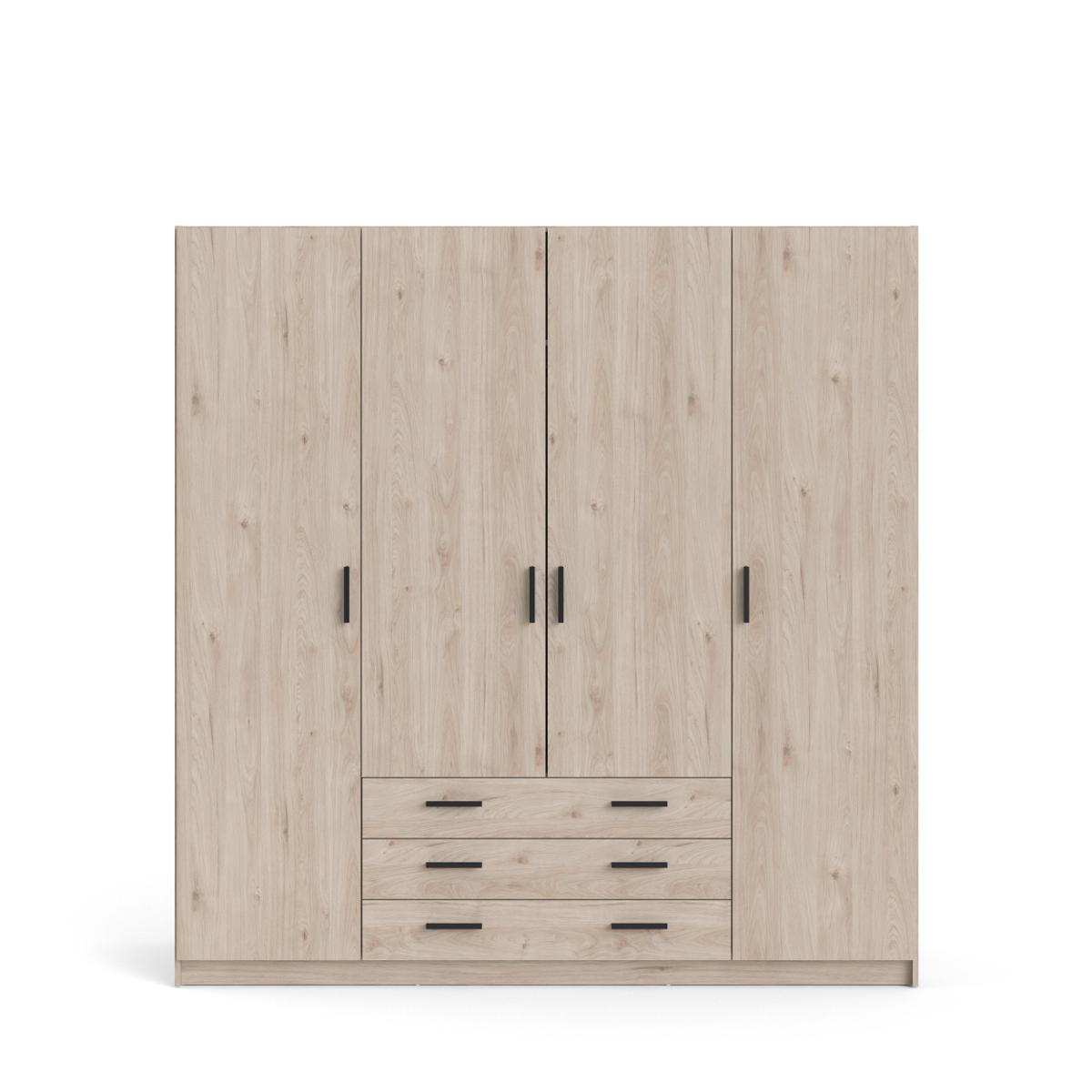TVILUM Sprint Garderob 4 dörrar + 3 lådor - ParcelJackson Hickory Jackson Hickory