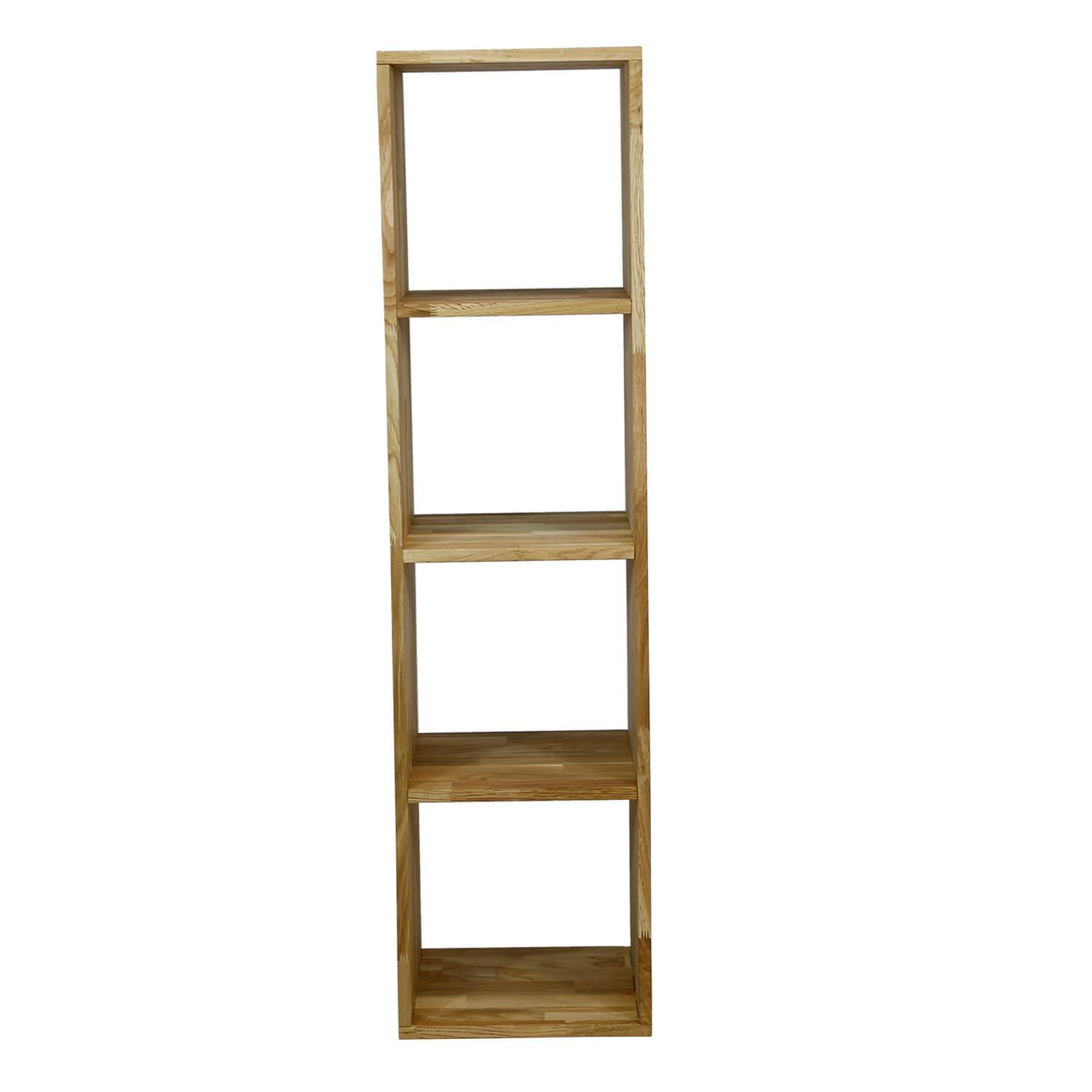NOCNOI Puzzlel rektangulär bokhylla, med 4 fack - massiv oljad ek (139x36)