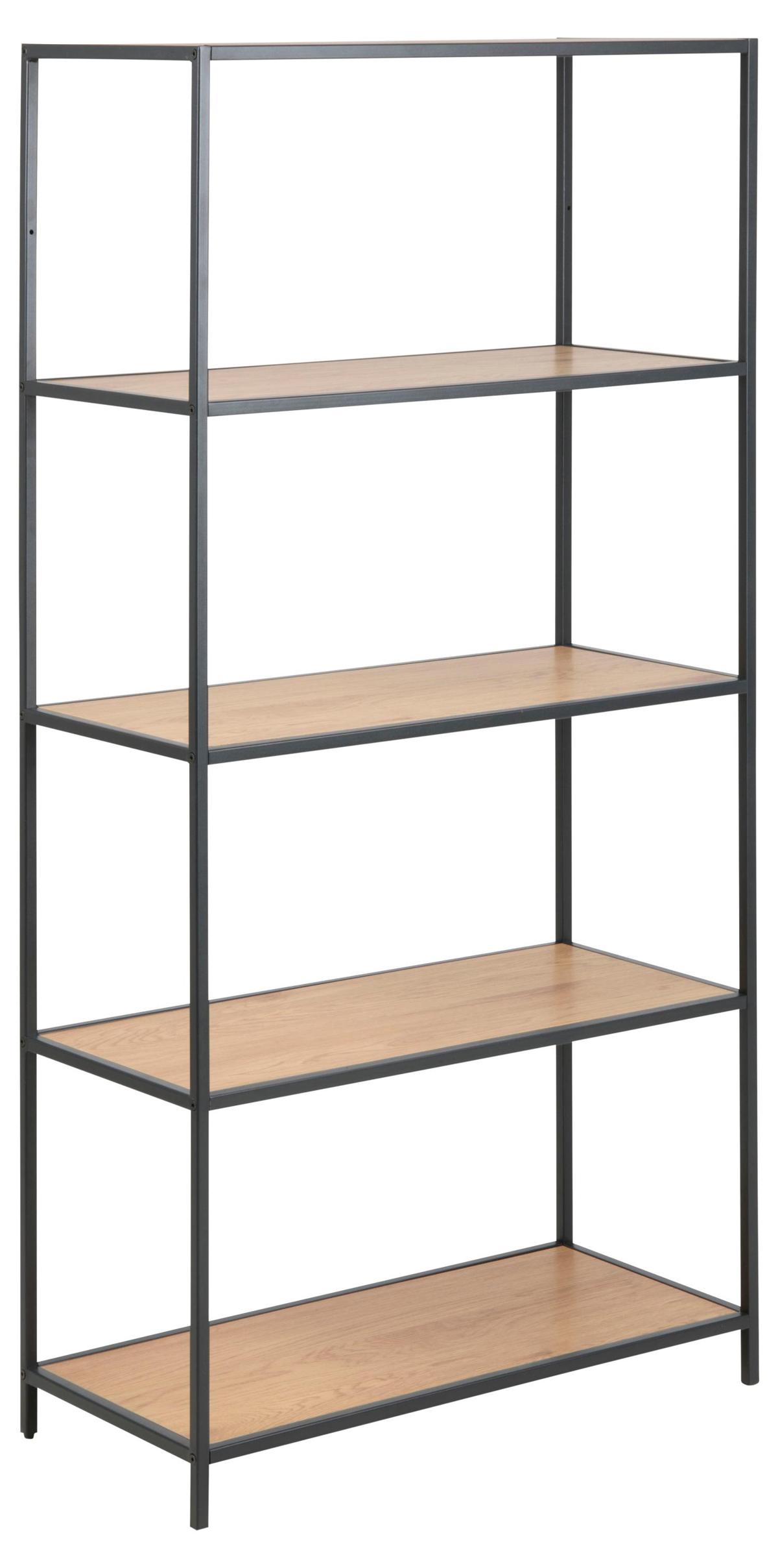 ACT NORDIC Seaford bokhylla, m. 4 hyllplan - naturligt vild ekpapper och svart metall