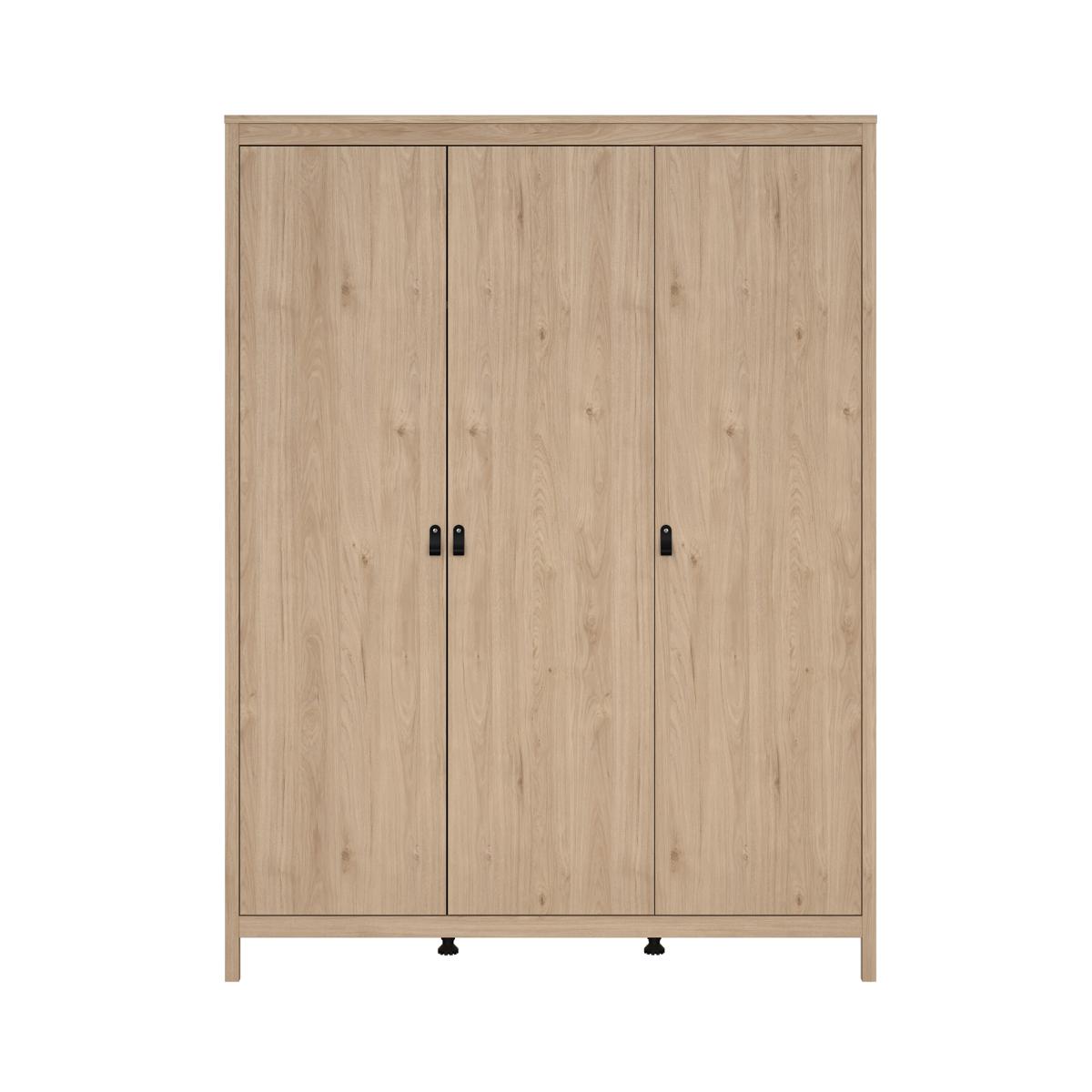 TVILUM Madrid garderob, med 3 dörrar, 1 klädstång och 5 hyllor - Jackson Hickory trä