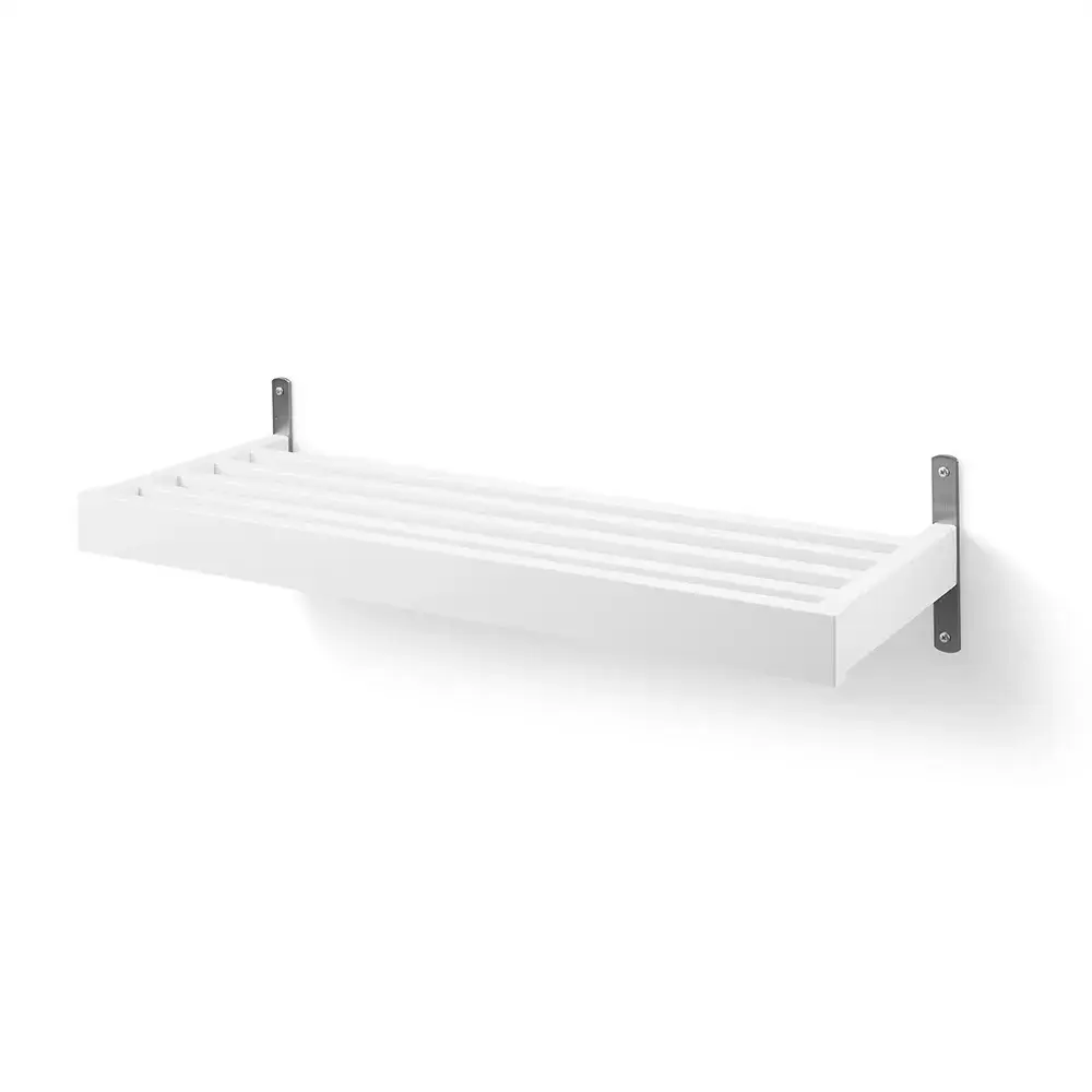 Oscarssons Möbel, Nadja Skohylla 80 cm väggmonterad Vitlackad Björk/Slipat stål